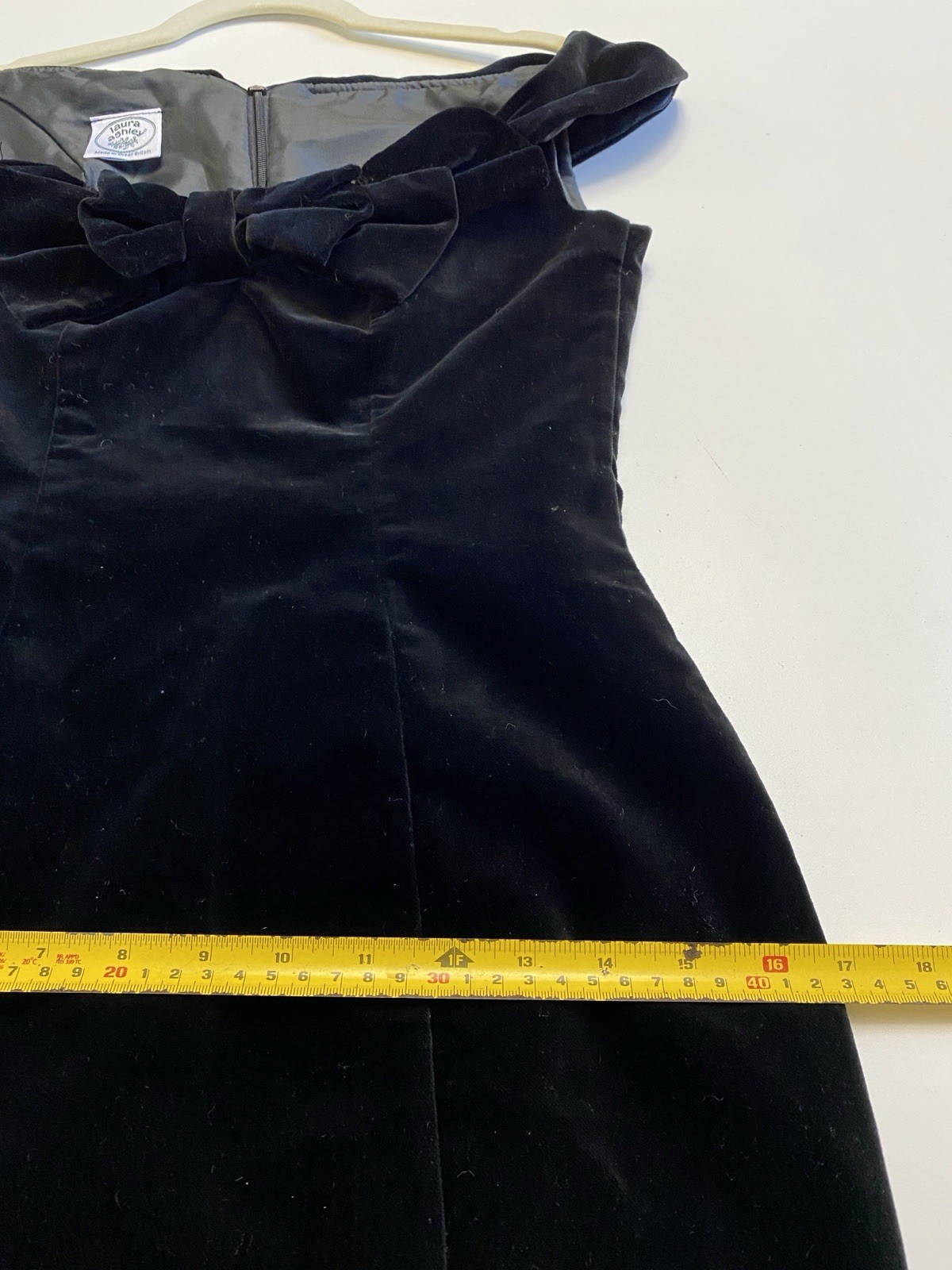 Vintage 80s Laura Ashley 6 Velvet Off Shoulder Cocktail Dress Great Britain Mini