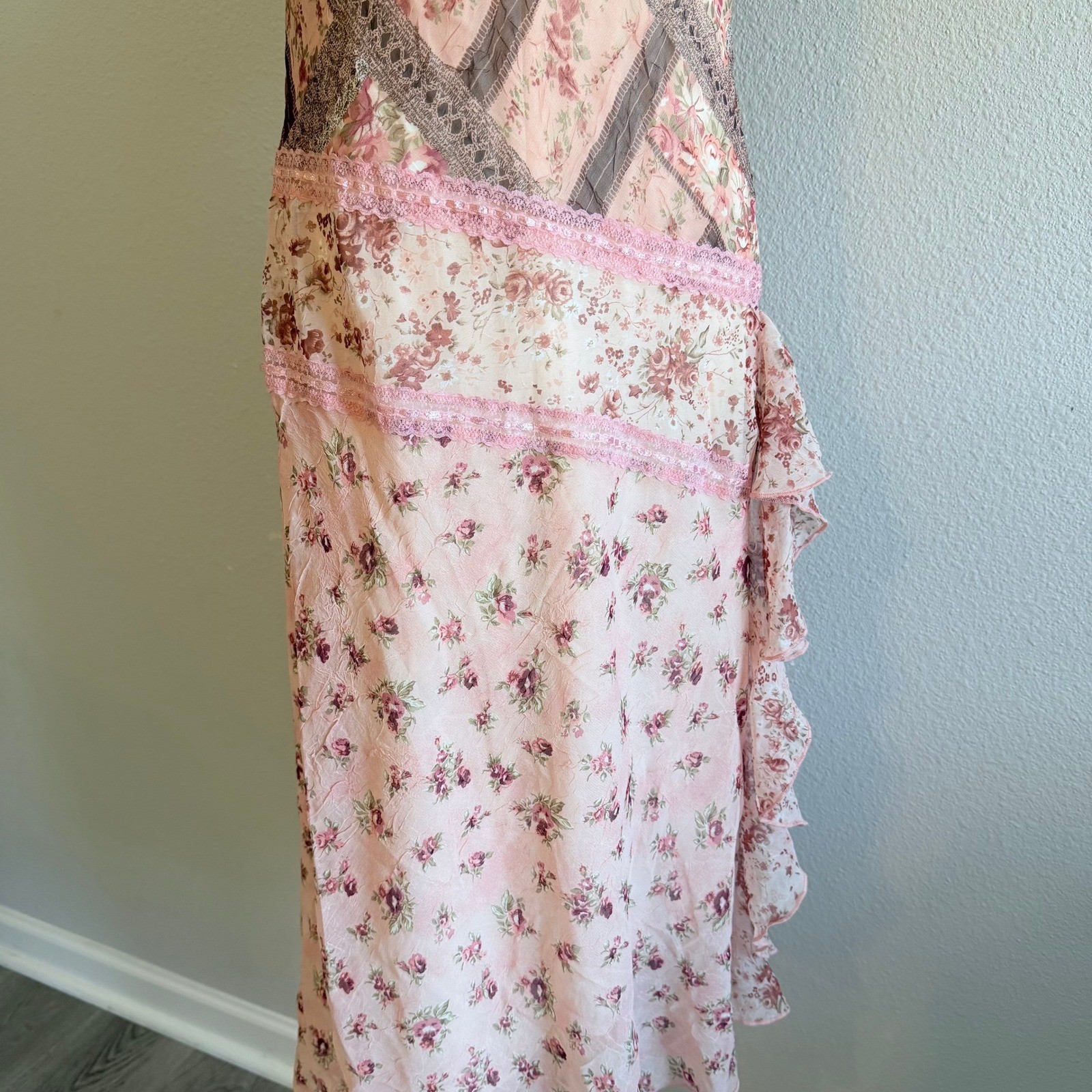 CDC Y2K 90s Floral Asymmetrical Patchwork Cottage Romantic Feminine Fairy Sz 10