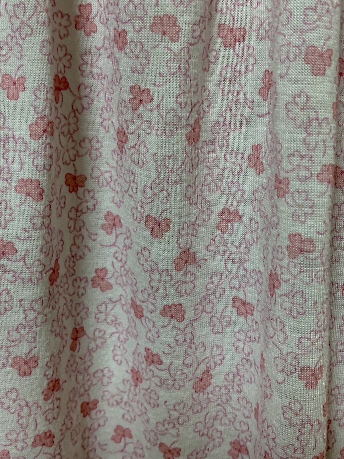 Miss Elaine Summer Nightgown Split Cap Sleeve Short Length Pink/White Sz Medium