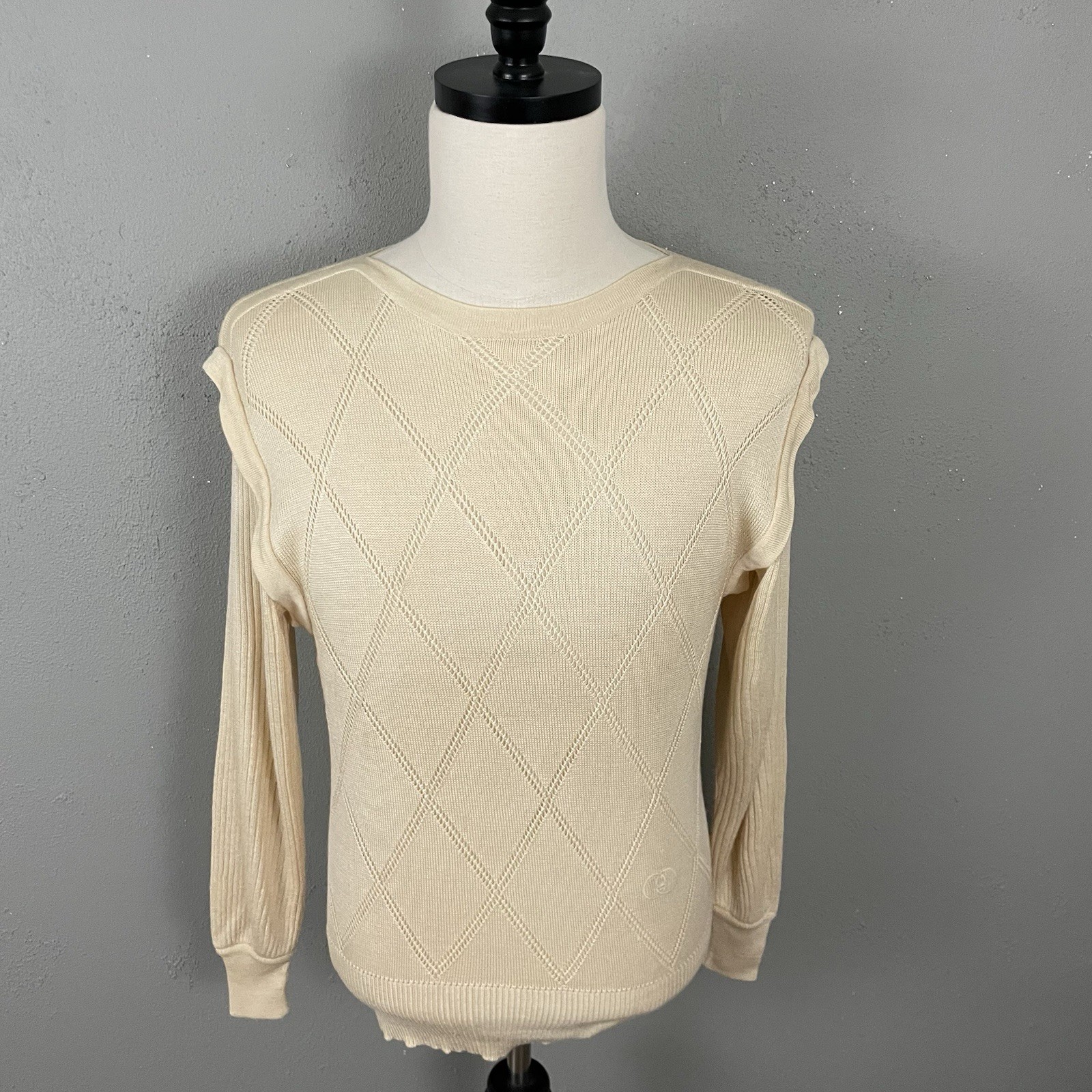 Vintage 70&rsquo;s G.GUCCI S.P.A Silk Rayon Sweater Size 40 Knit Rare Embroidered Logo