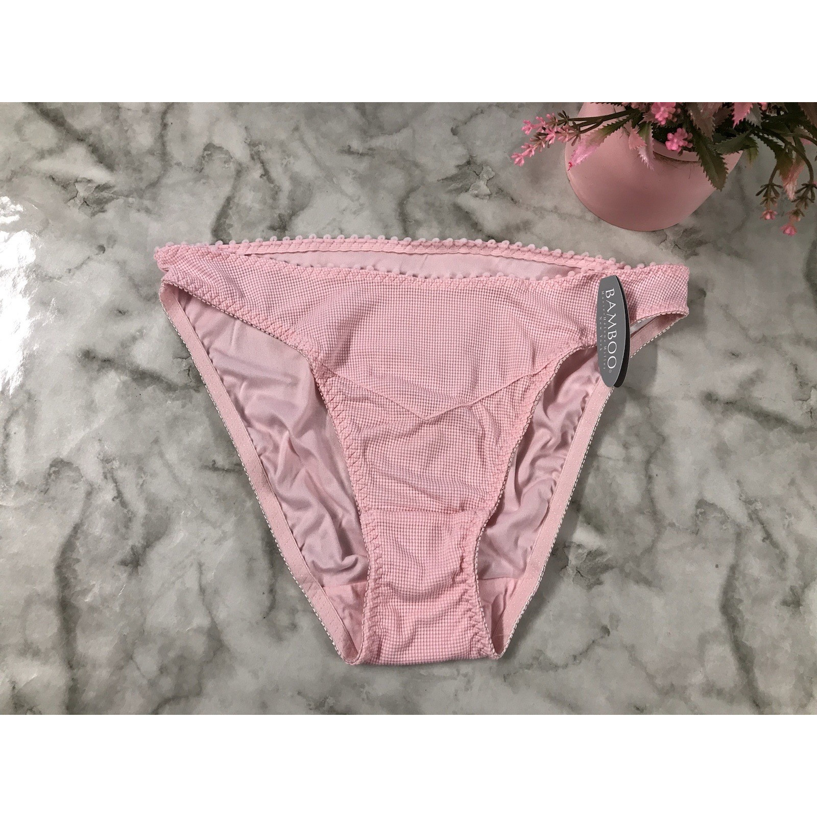 Vintage 90s Pink Bikini Panties Sz Medium Coquette Helene Miller By Bamboo NYC