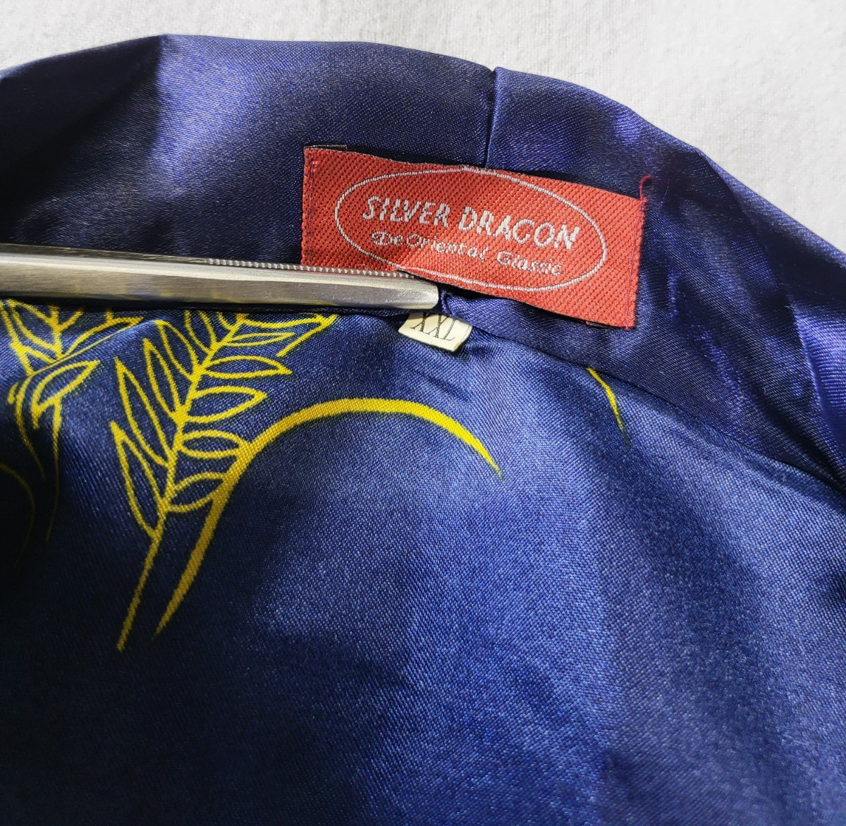 VTG Silver Dragon De Oriental Classic Blue Kimono Robe Geisha Womens XXL