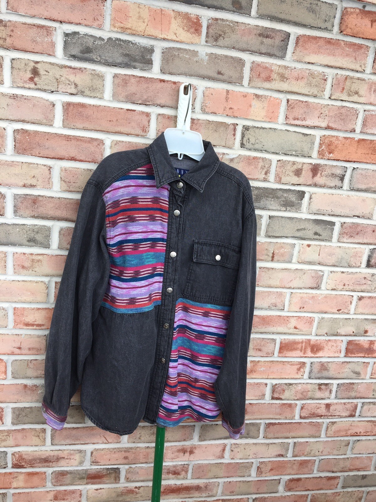 kenny Rogers Aztec Denim Jacket Medium button Up Western