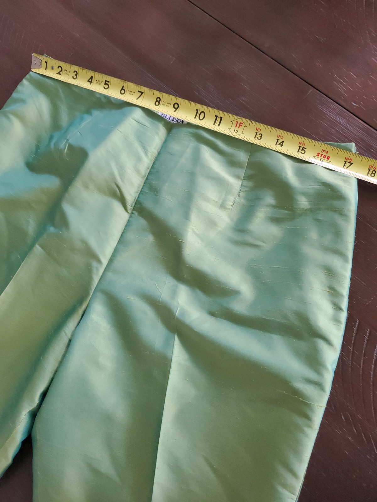 ALLISON TAYLOR Vintage Silk Lime Green 2pc Pant / Jacket Suit Women&rsquo;s XL /14