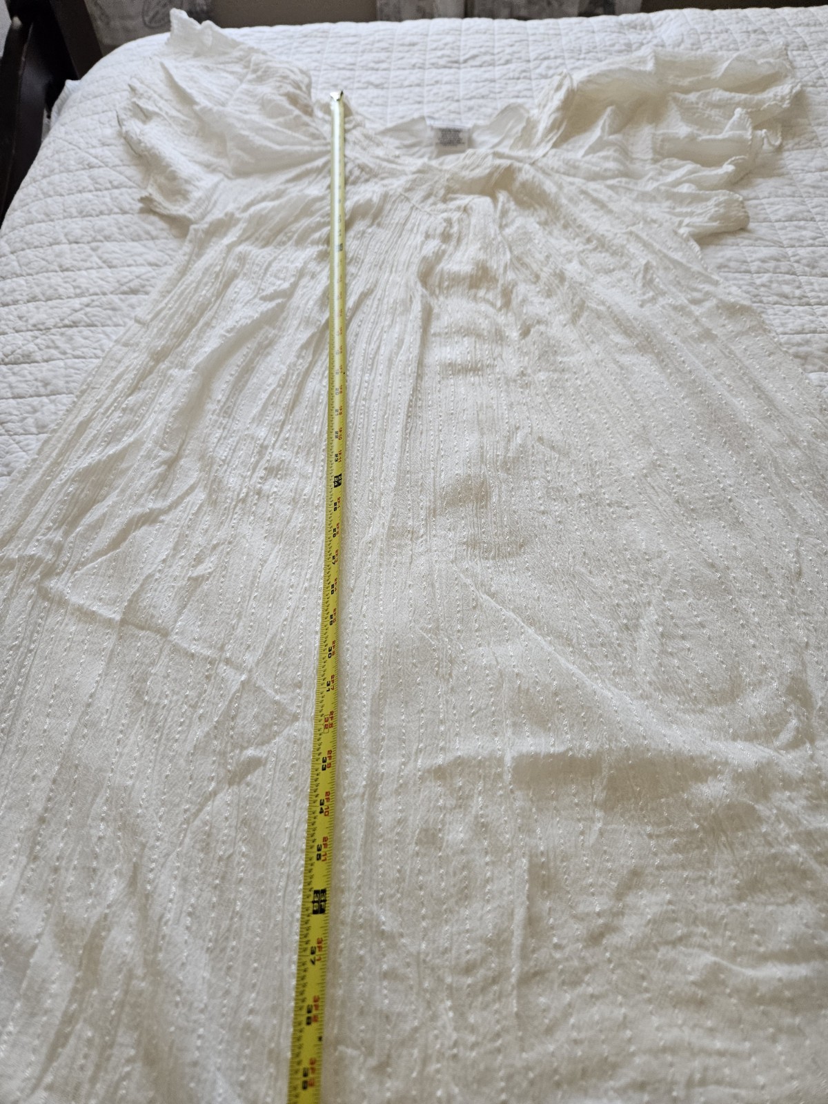 Vtg Vandemere White Gauze Cotton Flutter Sleeve Maxi Dress Grecian Cottagecore