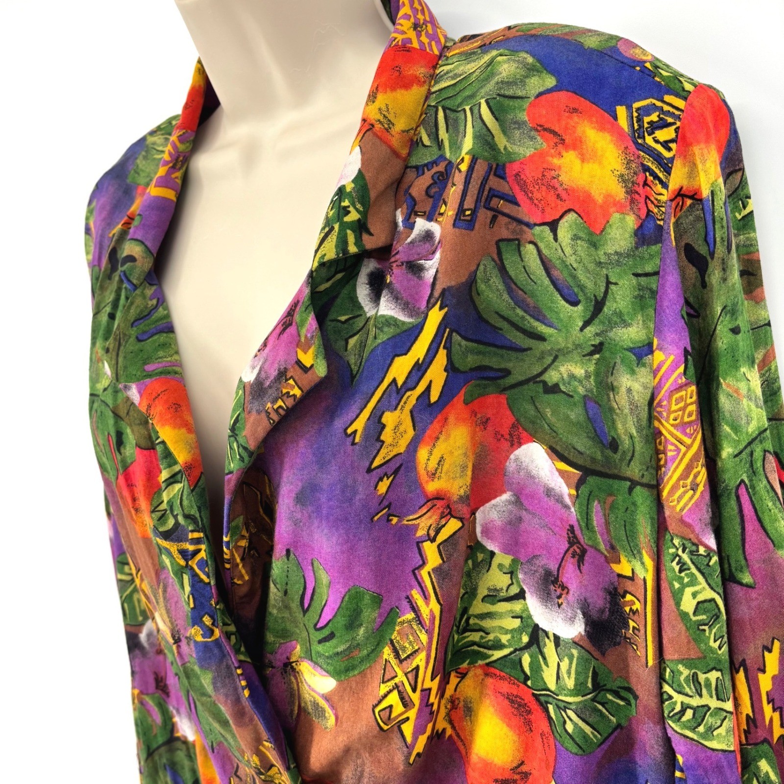 PS Illustrations Vintage Tropical Fruit Floral Cropped Jacket Purple Multicolor