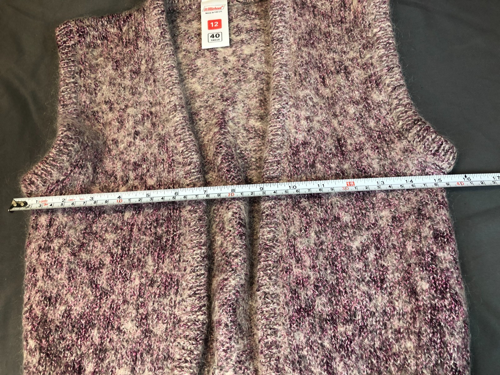 Vintage St Michael Size 12 / 40 Bust 34 Mohair Blend PURPLE KNIT VEST Bust 34in