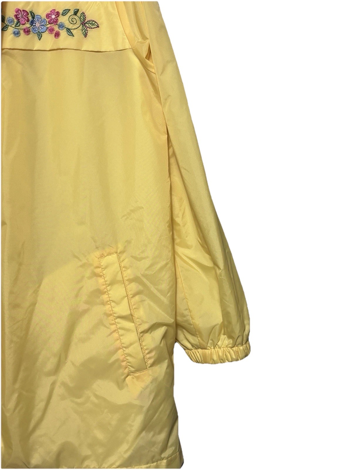 Vintage Blair Windbreaker Jacket Yellow Floral Embroidered XL 90s Nylon