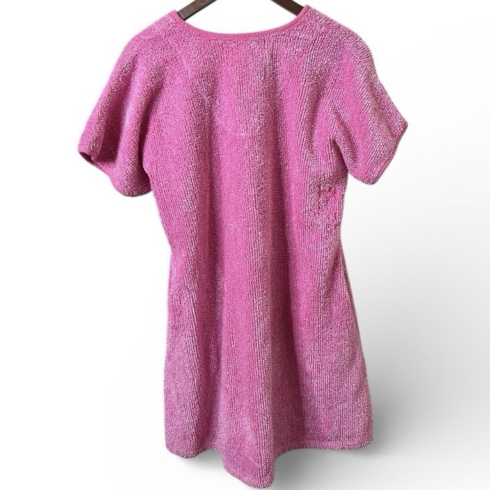 Vintage Stan Herman Terry Chenille Robe Womens Pink House Coat Pockets Medium