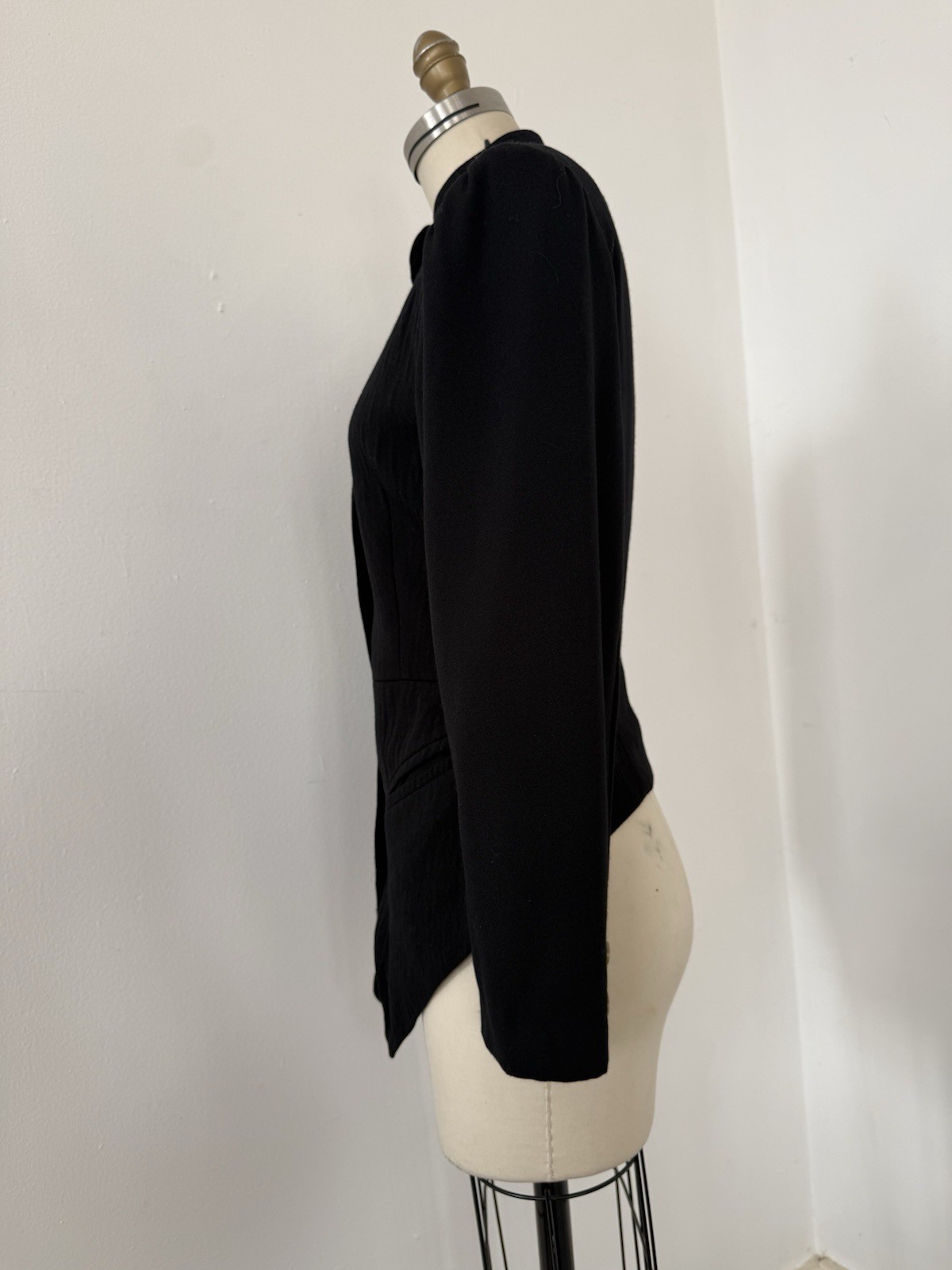 80s Avant Garde Paris Designer Premonville Dewavrin Fitted Wool Tailcoat Jacket