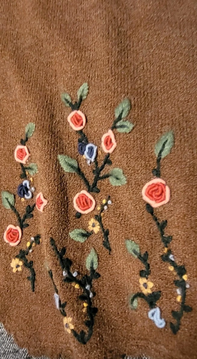 Vintage Koret Plus Size Cardigan Sweater Vest Button 1X XL Embroidered Flowers