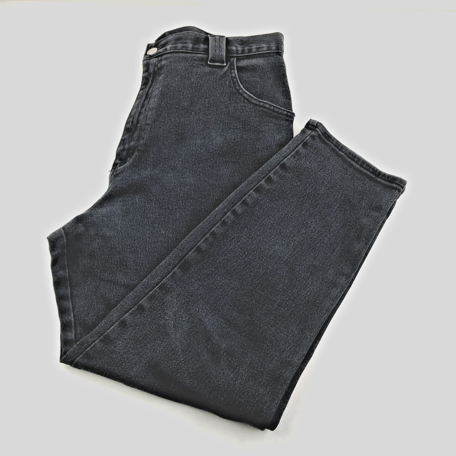 Vintage BONJOUR Womens Gray Denim 31-32×25 High Waist Jeans 3 Pocket Faded Sz H2