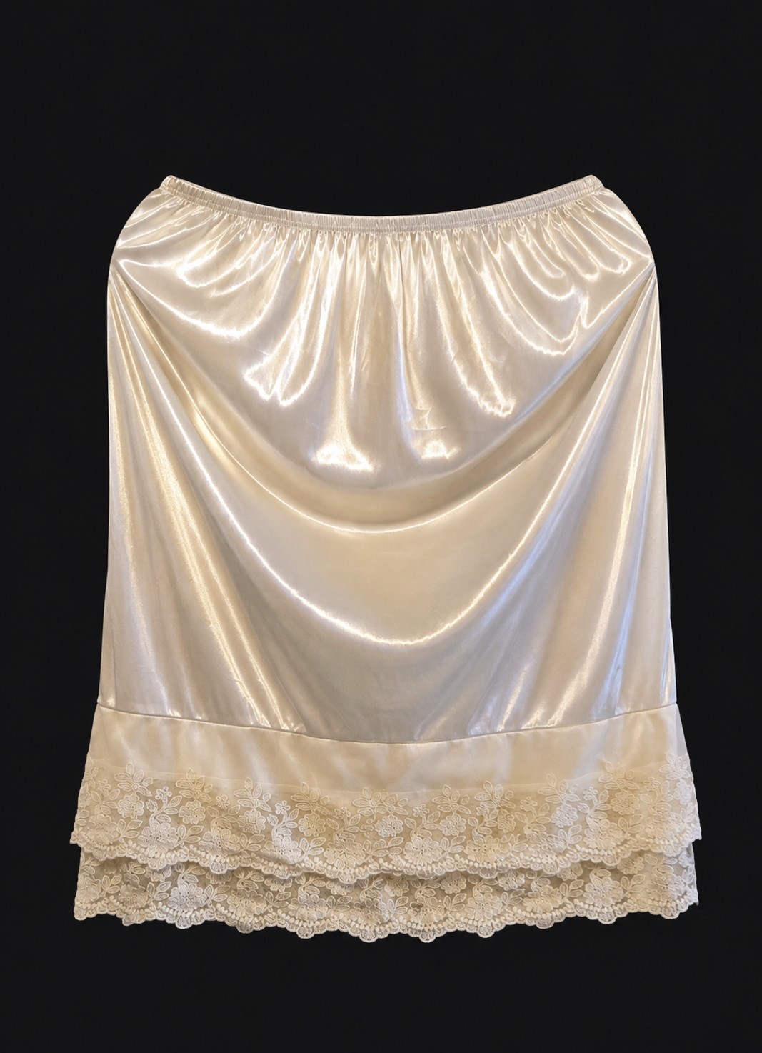 Melody Ivory Vintage Half Slip Lace Trim Nylon Regular Women&rsquo;s Lace Half Slip