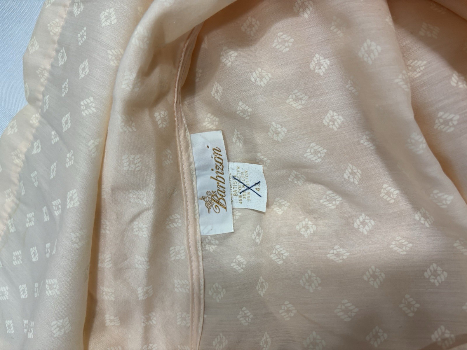NWT Vintage Barbizon Batiste Lightweight Pajama Shirt Peach Made in USA Sz 42