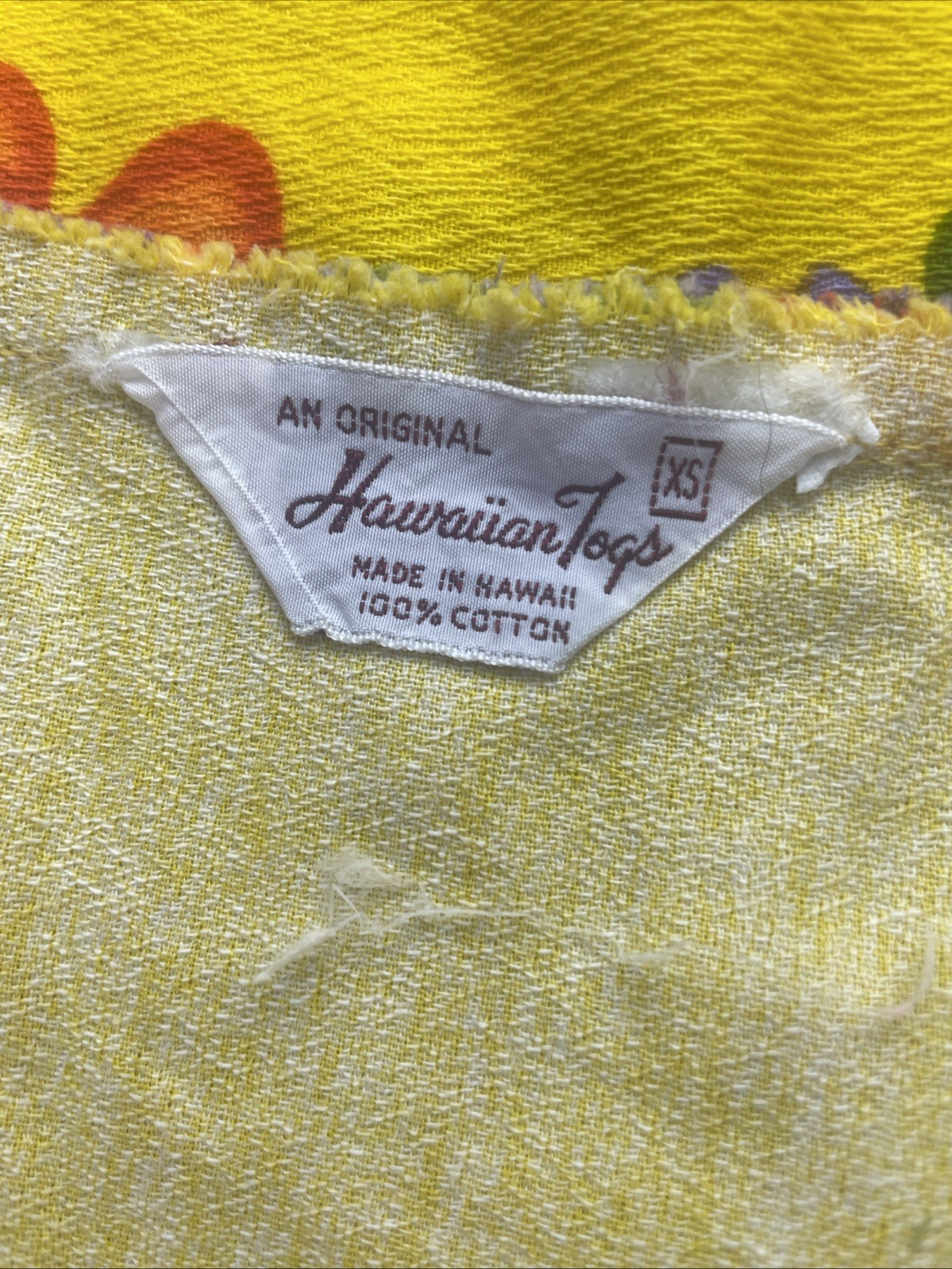 Vintage 1960’s Hawaiian Togs Honeymoon Mini Dress Bright Yellow Floral Size XS