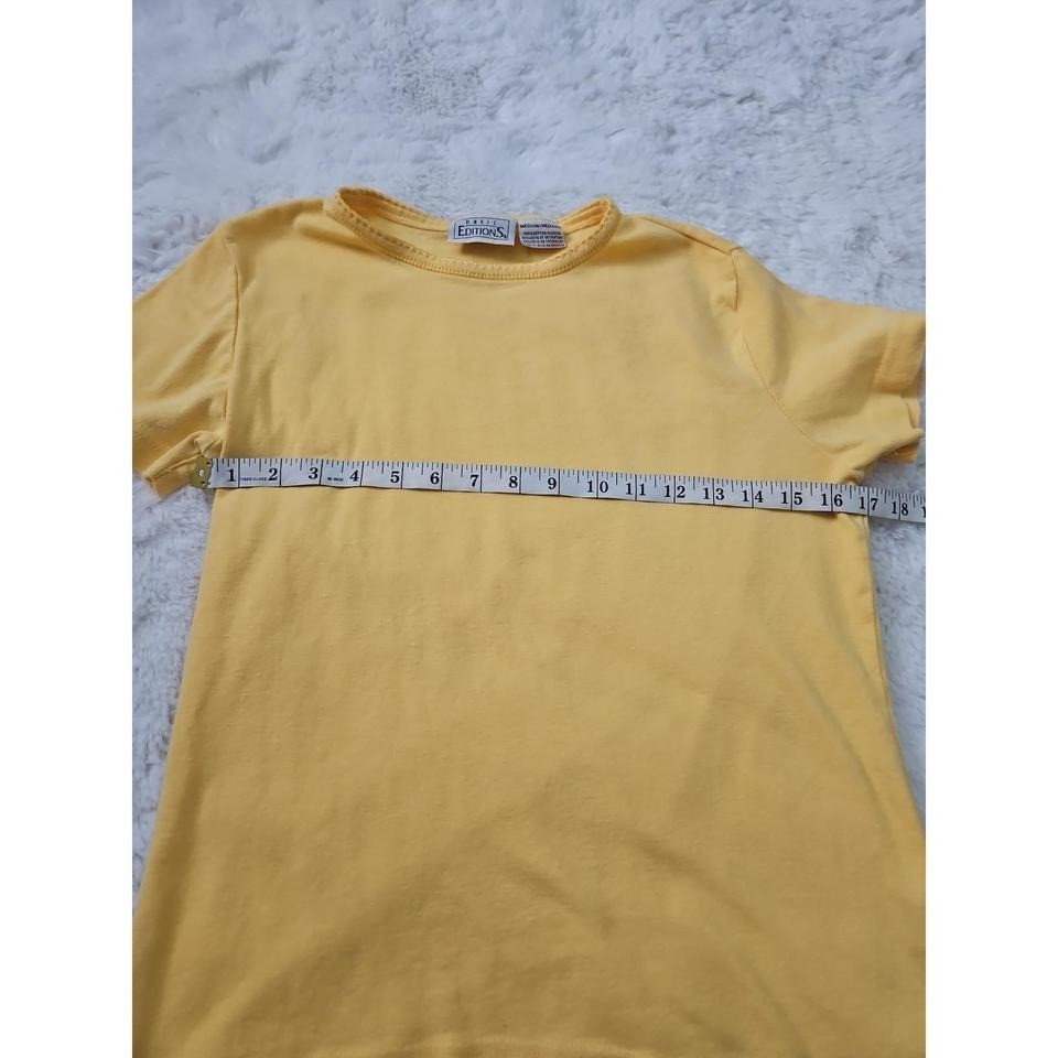 Vintage Basic Editions Yellow Picot Trim Tee Shirt Y2K Baby Tee Medium