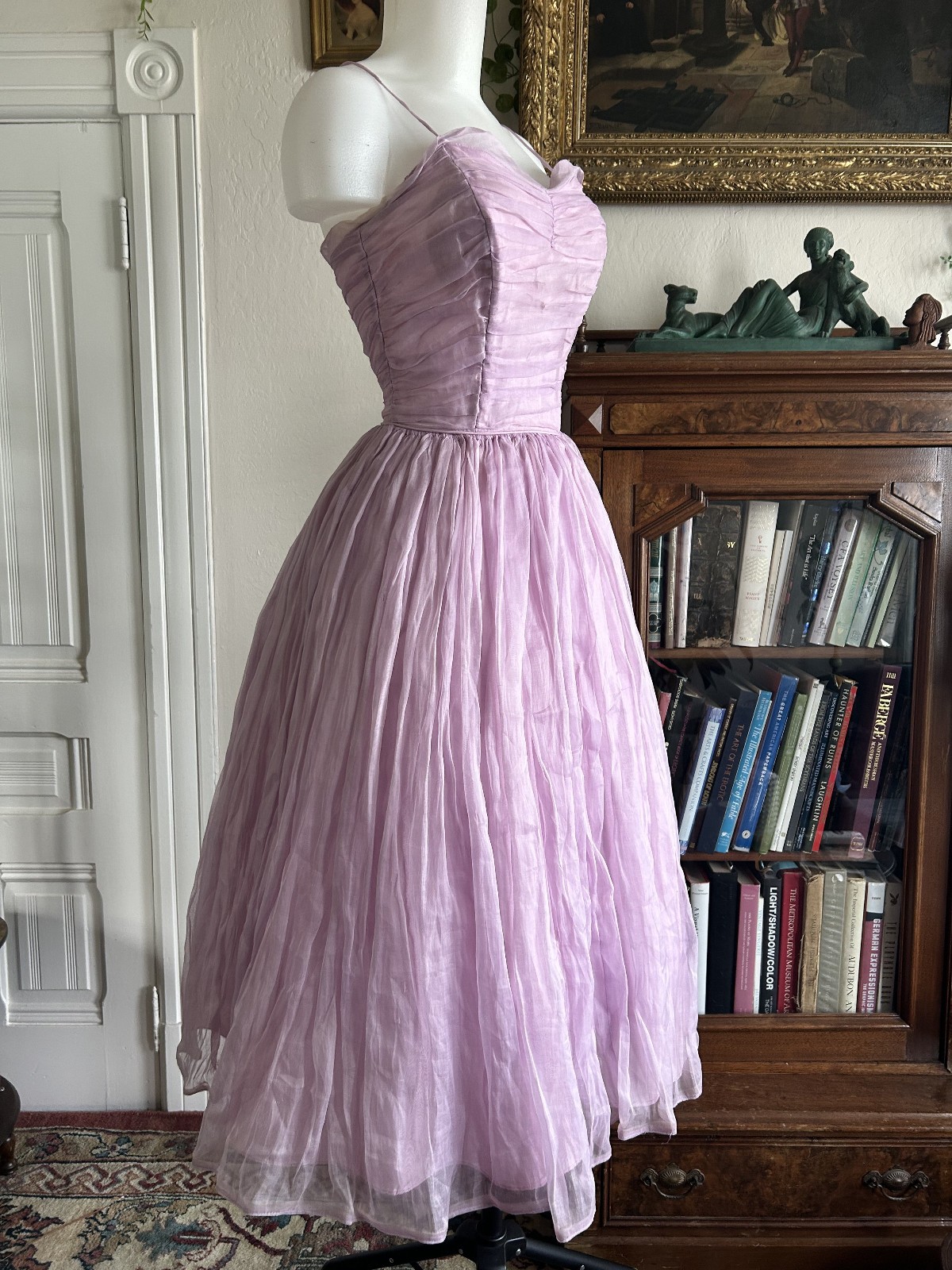 Vintage 1950s Lilac Emma Domb Lavender CHIFFON Organza Party Prom Cupcake DRESS