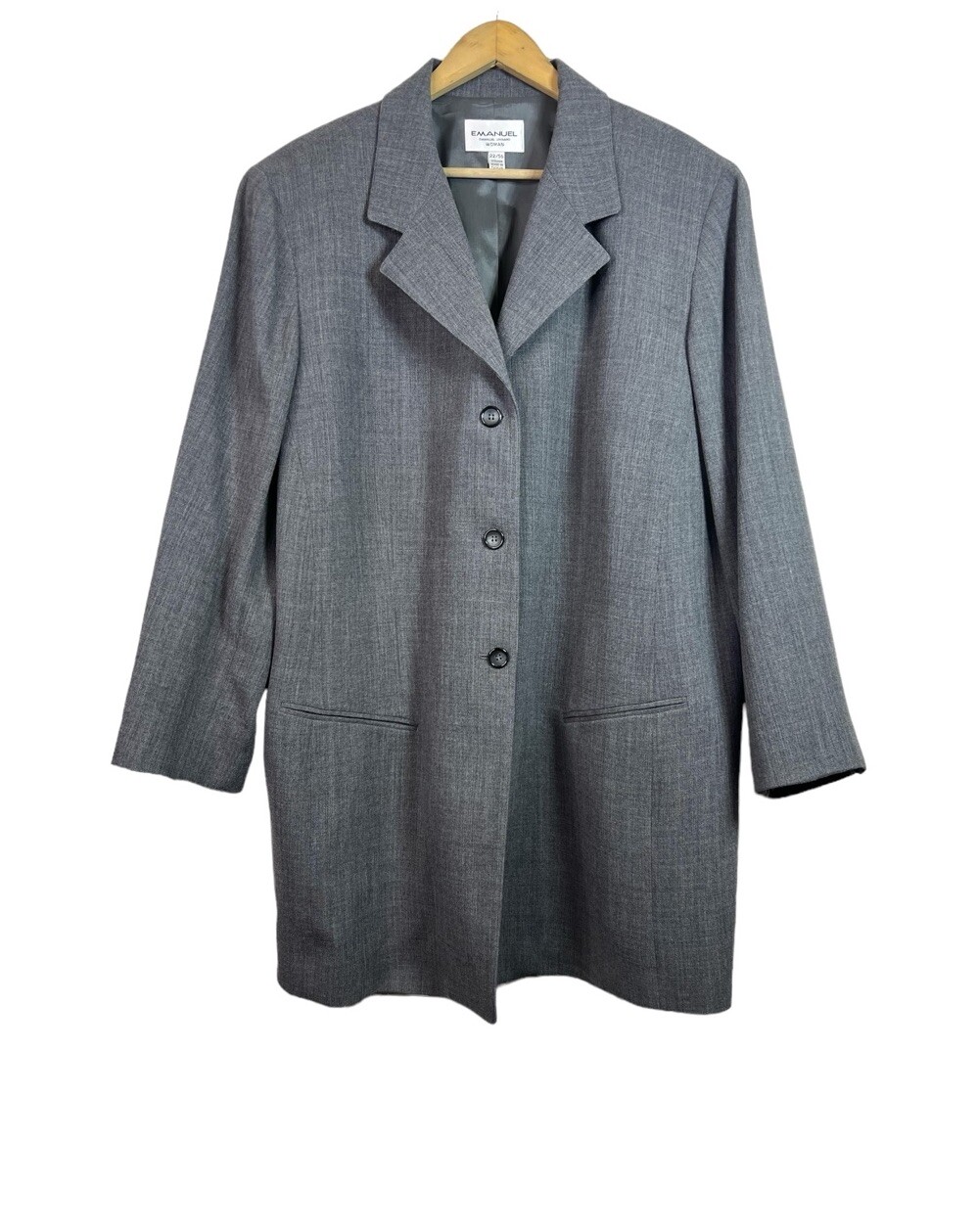 Vintage Emanuel Ungaro 90s Gray Blazer Long Sleeve Career Wear Wool Size 22/56
