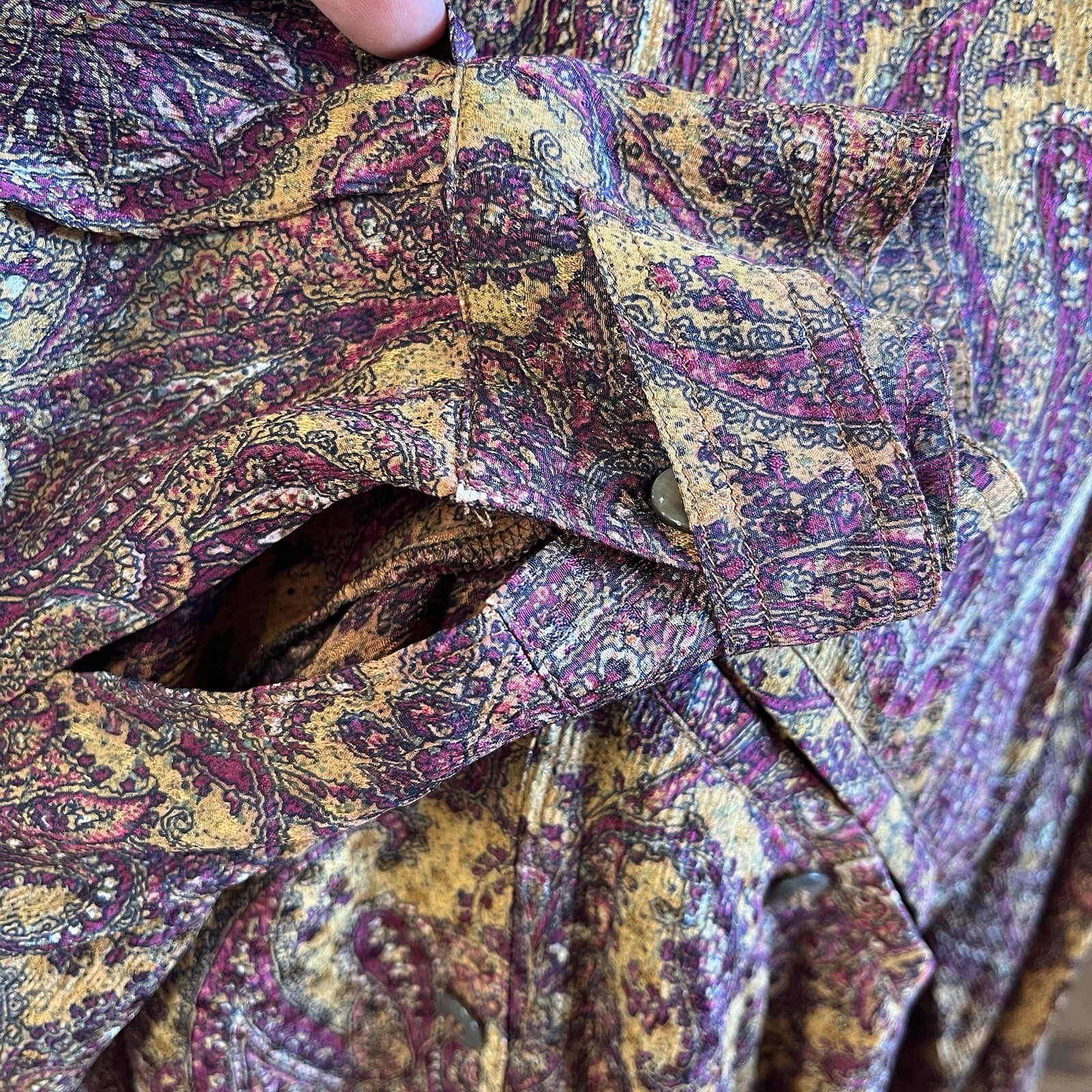 VTG Escada Size 38 Silk Blouse Margaretha Ley Top Paisley Print Button Front