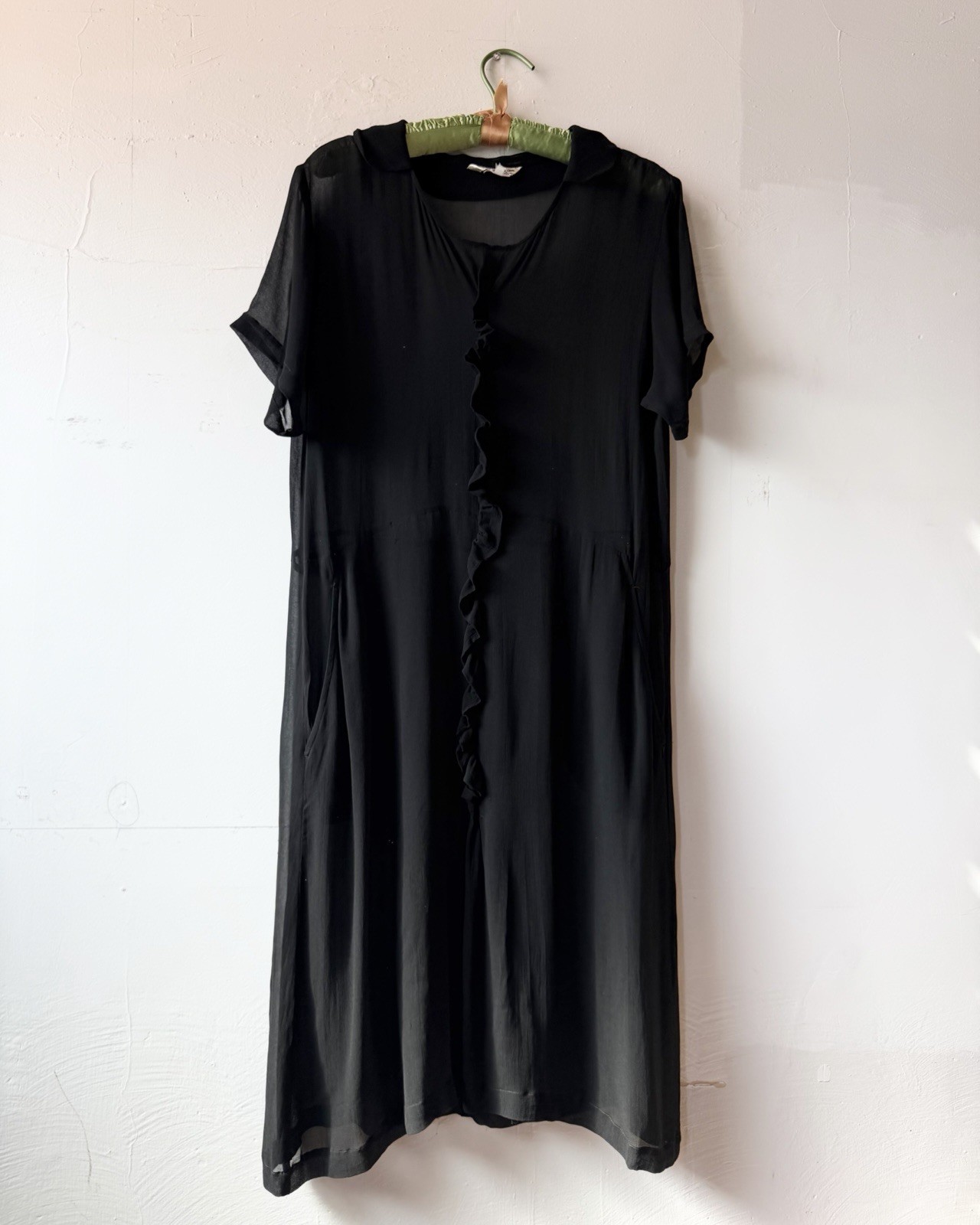 Vintage 1990s Comme Des Garcons Sheer Black Silk Sheath Dress – Fits Many