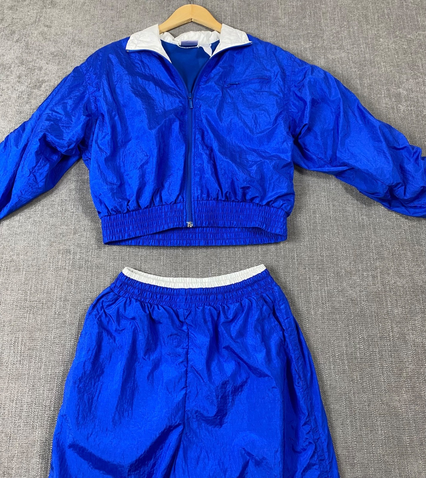 Vtg Nike Nylon Windbreaker Elite Track Suite linned crop Sm/Med 80s 90s RARE