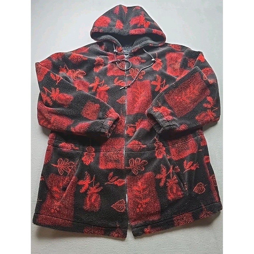 Forecaster Floral Fleece Jacket Hooded Small Full Zip Warm Cozy Vintage Women&rsquo;s