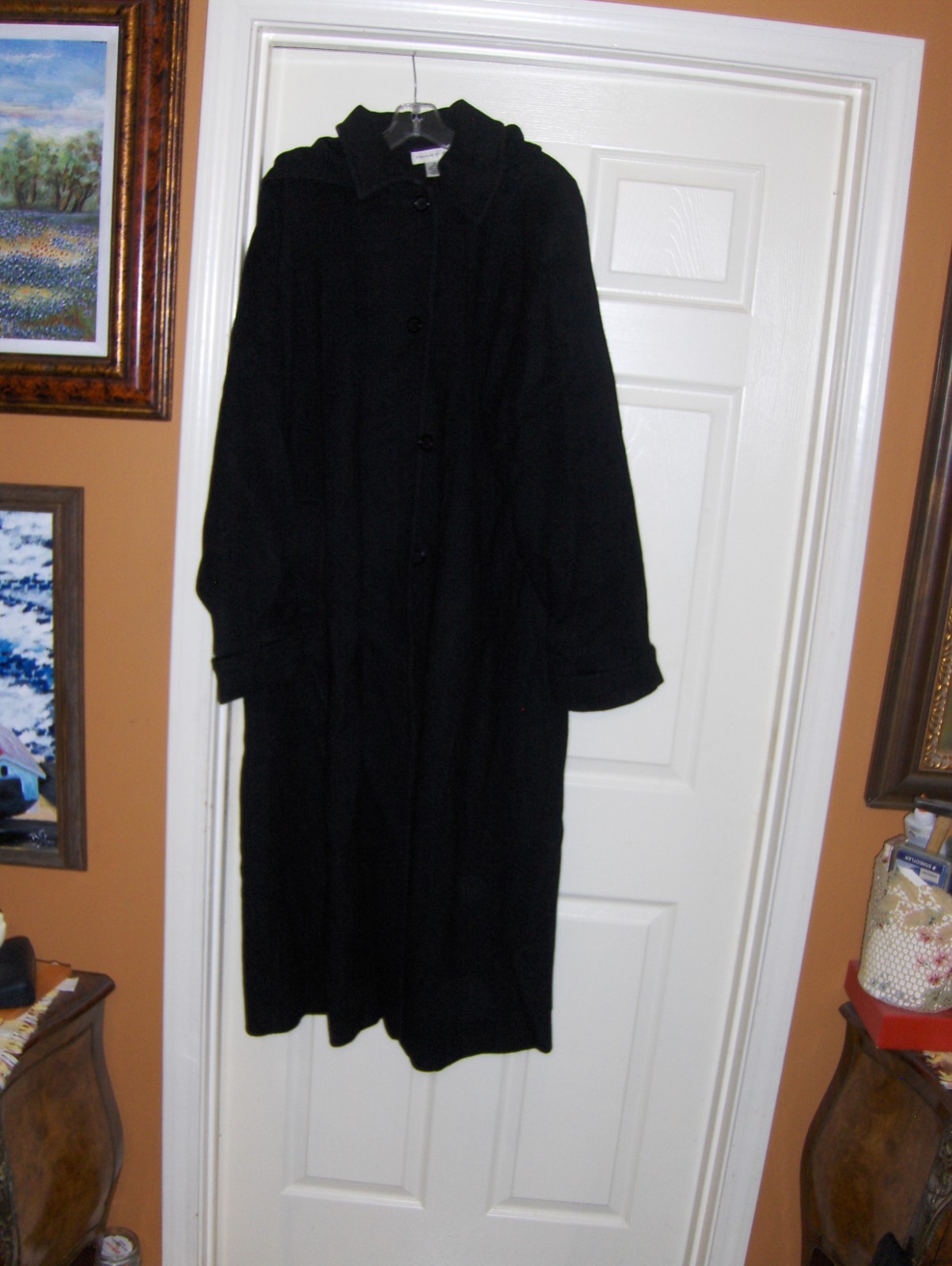 Great Long Black Coat Preston&York Women&rsquo;s Size 18W Worming Wool for Cold Winter