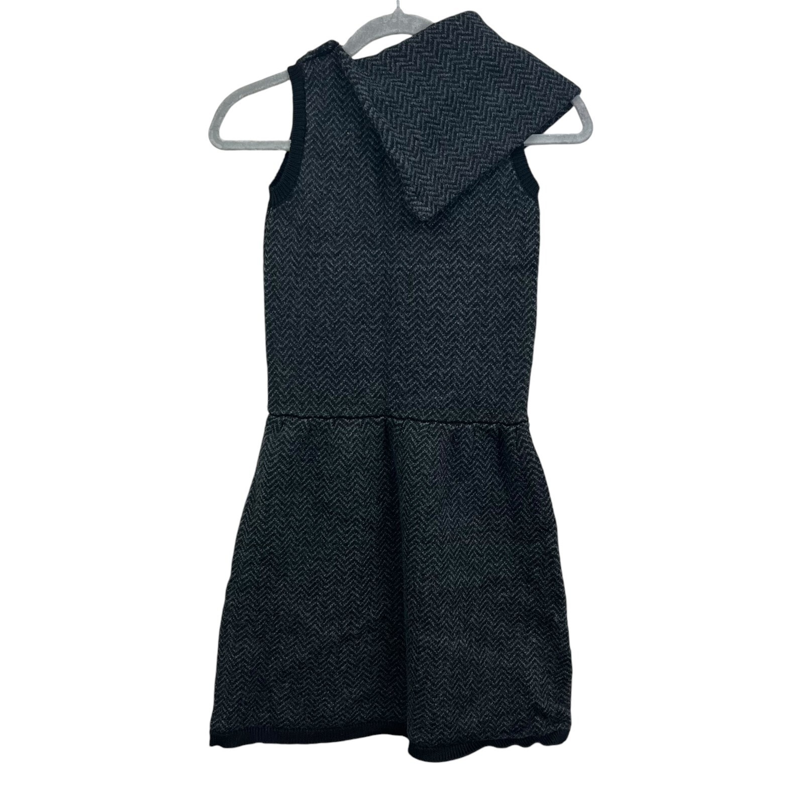 1970 Seventy Wool Dress Turtle Neck Sleeveless Herringbone Gray Women EUR 42*