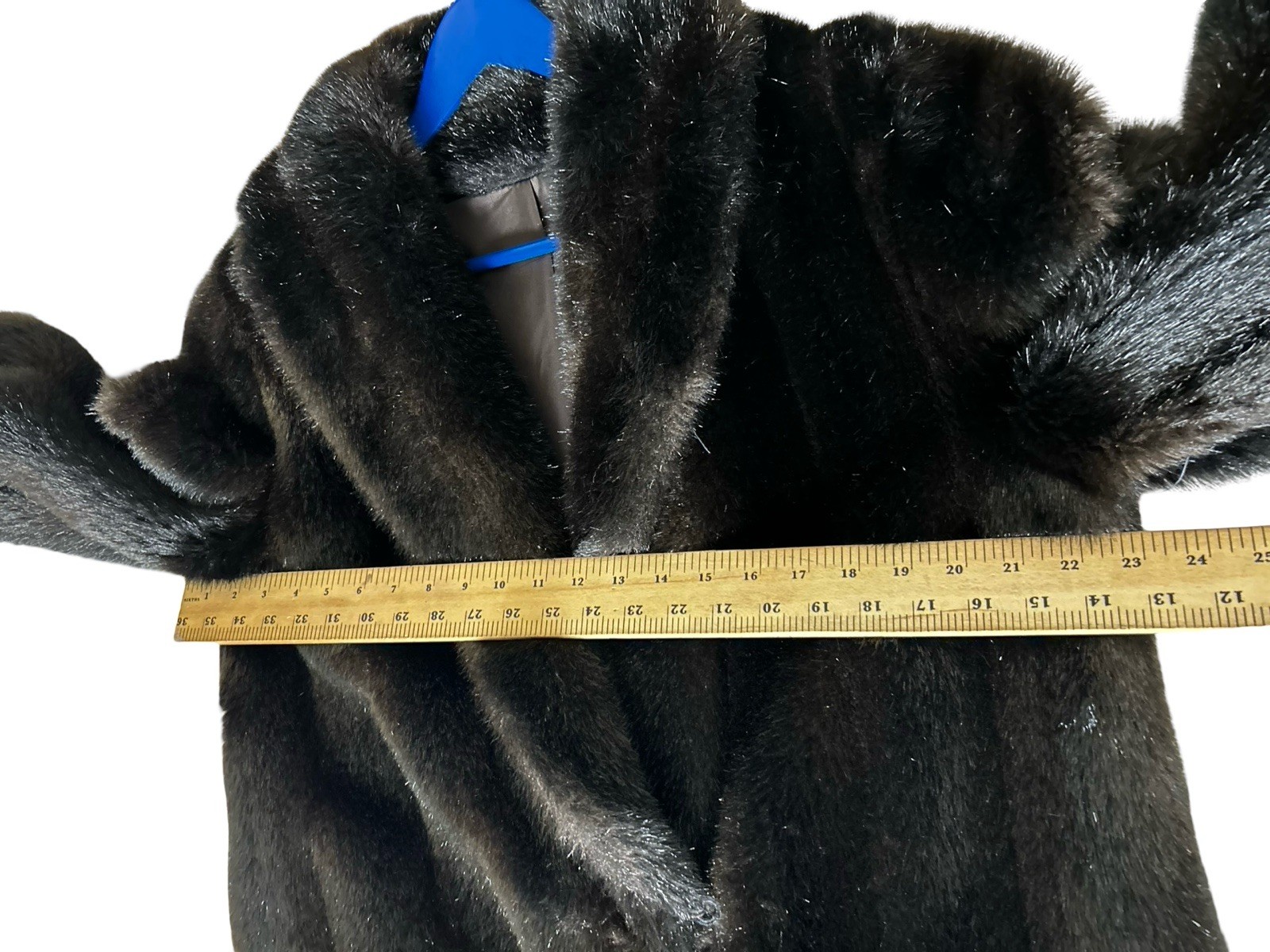 VTG Faux Fur Mid Length Coat Size READ Dark Brown Notch Collar Lined Pockets
