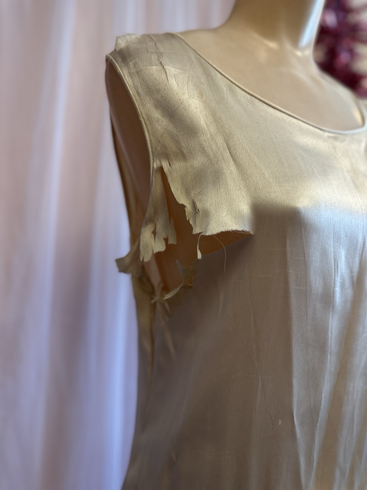Vintage Antique 20s Flapper Wedding Dress Ivory Lace Drop Waist As Is S