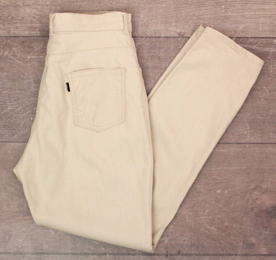 VTG Women&rsquo;s 60s Levi&rsquo;s Big E Cream Color Pants / Jeans Sz 28.5&Prime; 1960s High Waist