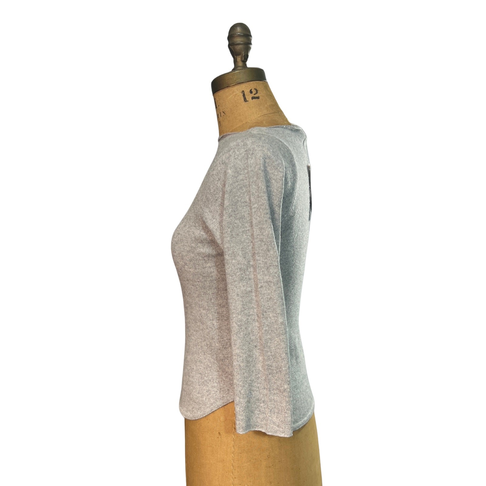 PRINTEMPS *Mint Condition* Vintage S Grey Silk Cashmere Boatneck Knit Top -1990s