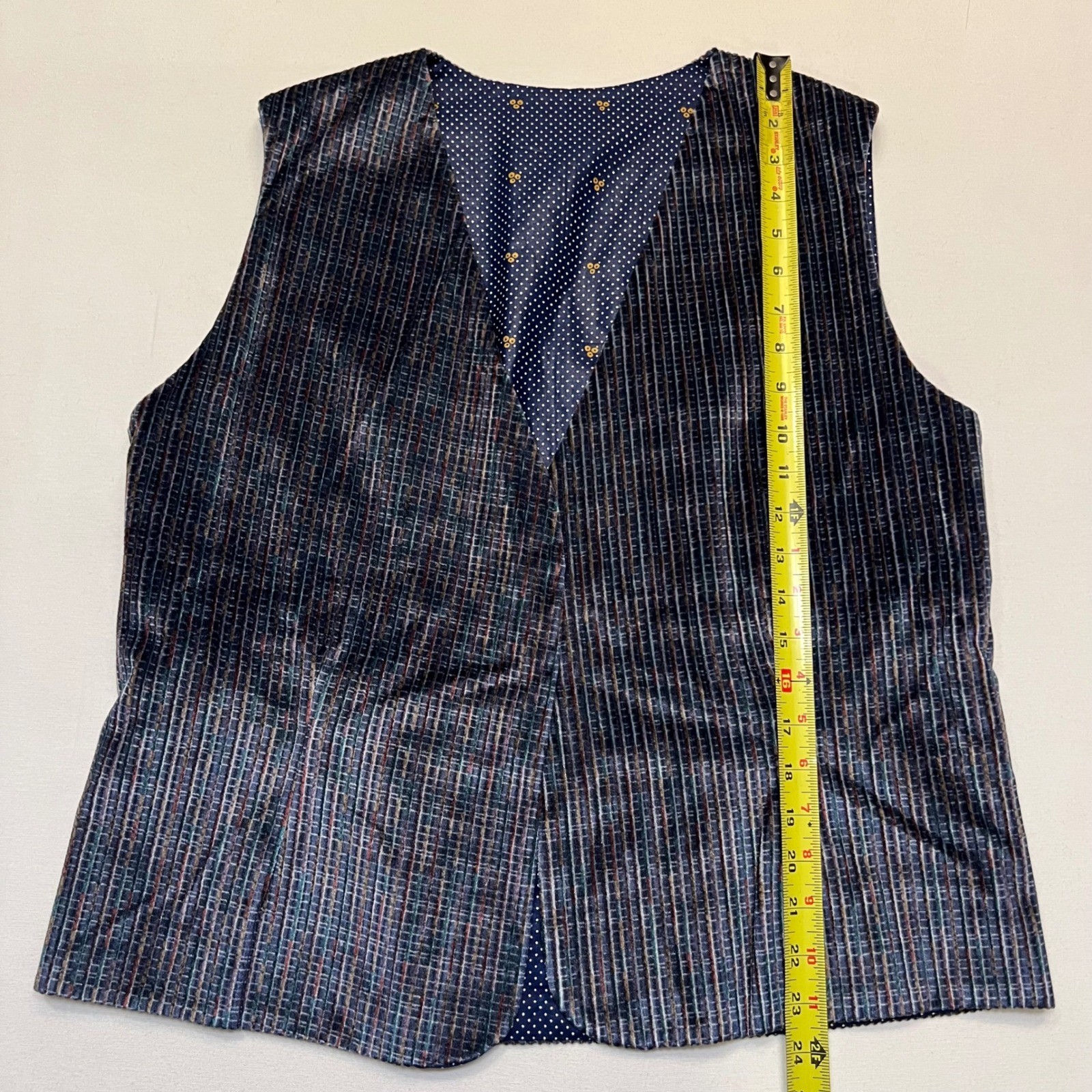 Vintage Blue Handmade Unique Reversible Retro Eclectic Indie Textured Vest L