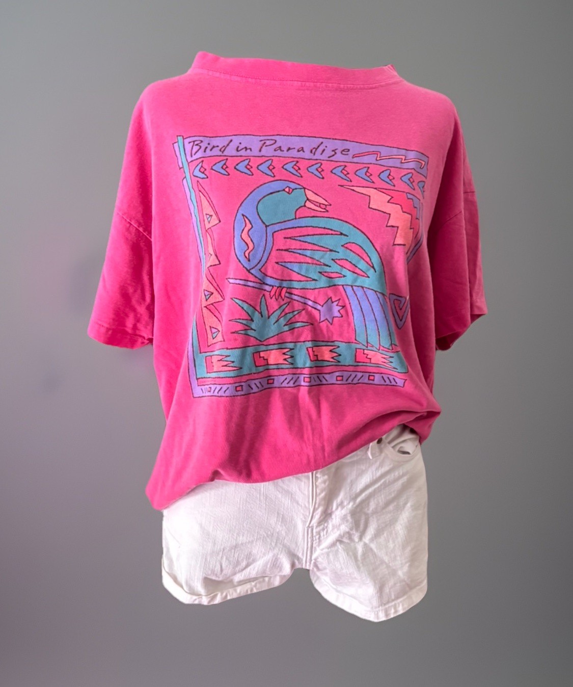 90s Vtg PINK Oversized BOXY Harbor side Graphic Tee.one Size/unisex