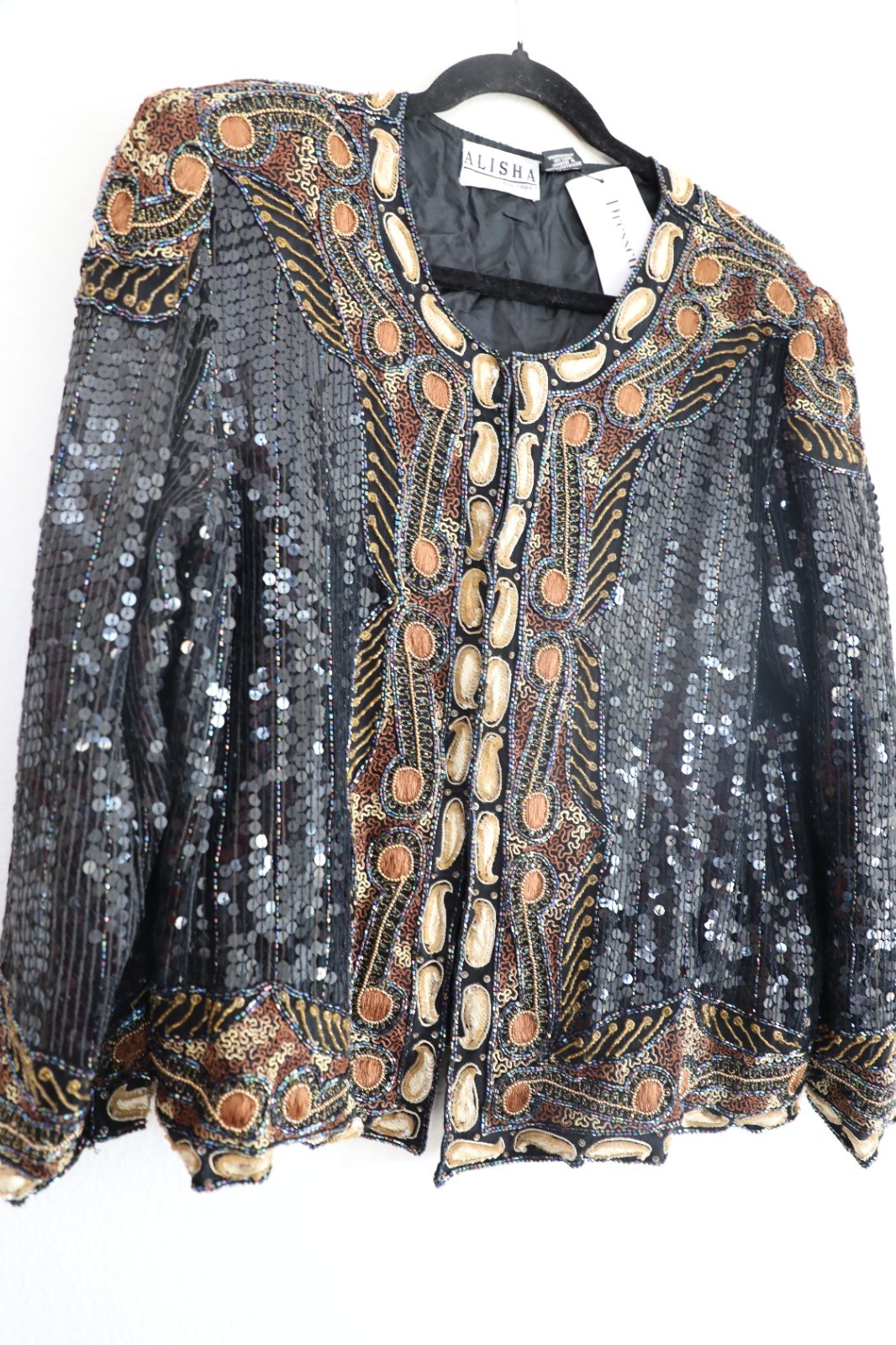 Vintage Beaded and Sequin Art Deco Hook and Eye Jacket Outerwear