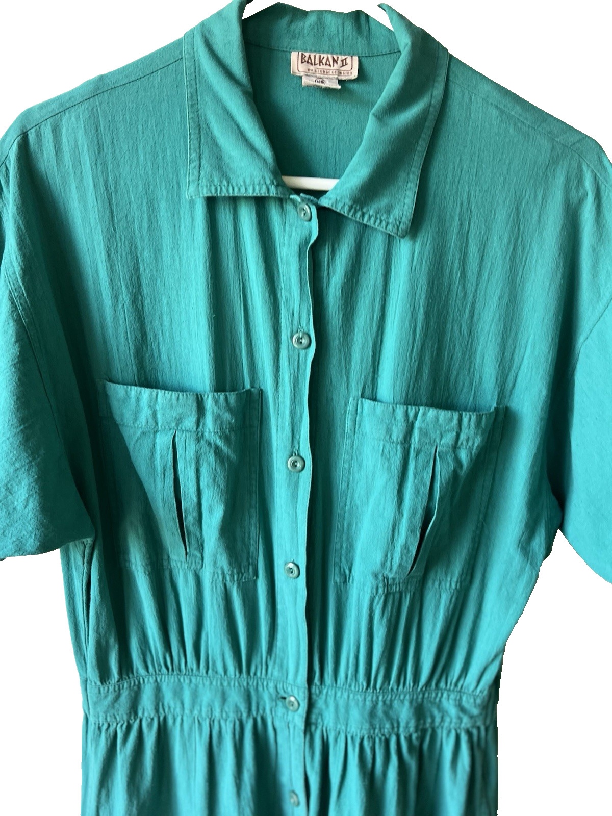 Balkan II Women&rsquo;s Vintage Jumpsuit Teal 100% Cotton XS Regular Made in Cyprus