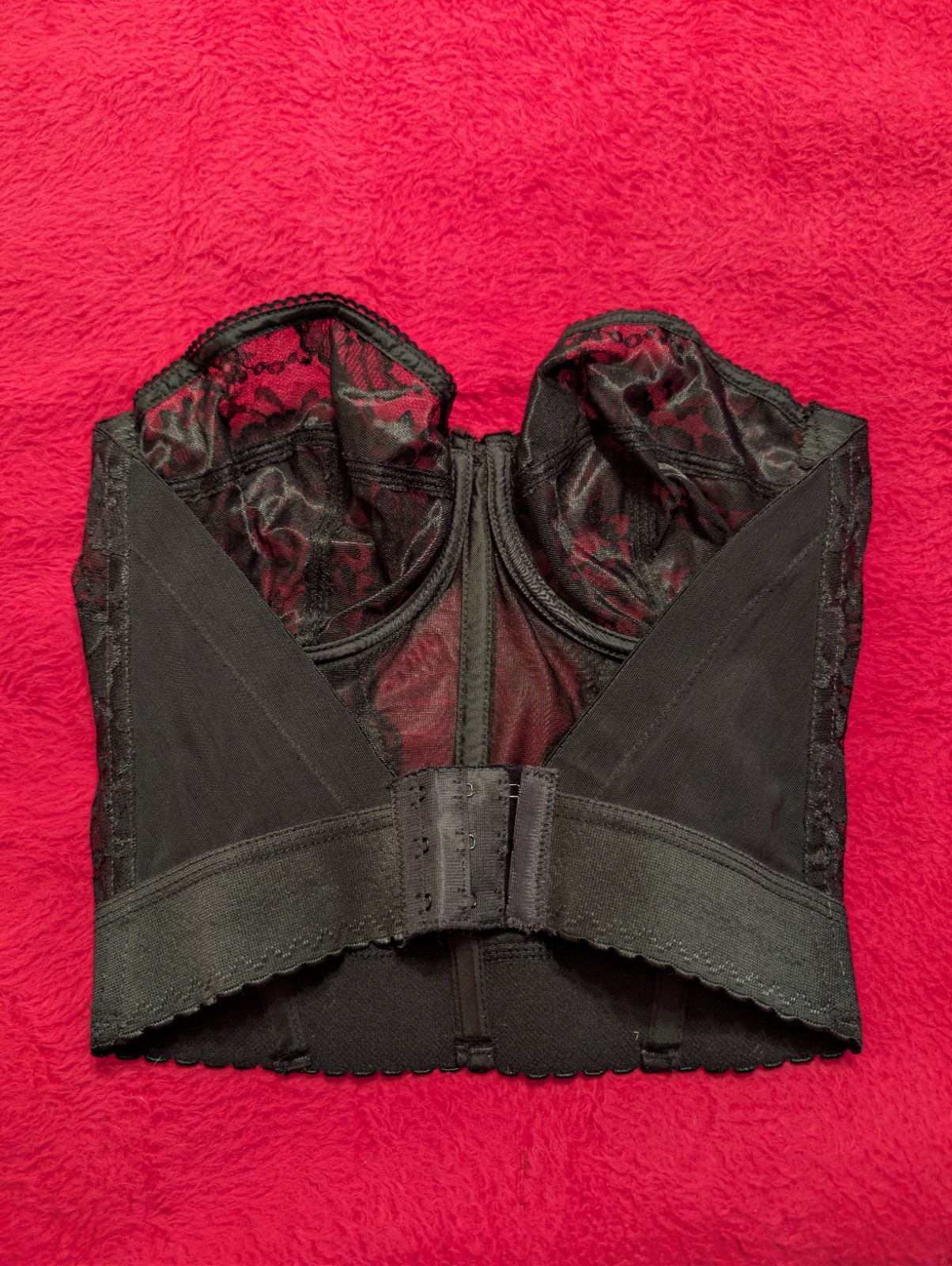 Goddess Vintage Black Lace Strapless Longline Bra Bustier Coquette Goth 688 34D