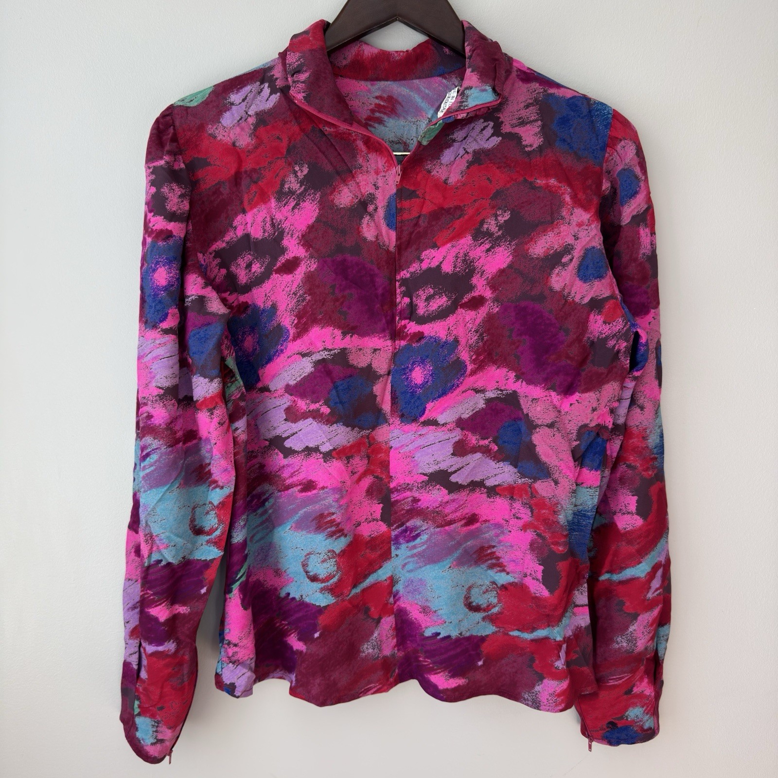 Vintage Emanuel Ungaro Parallele Paris Women&rsquo;s 1/4 Zip Pullover Floral Medium
