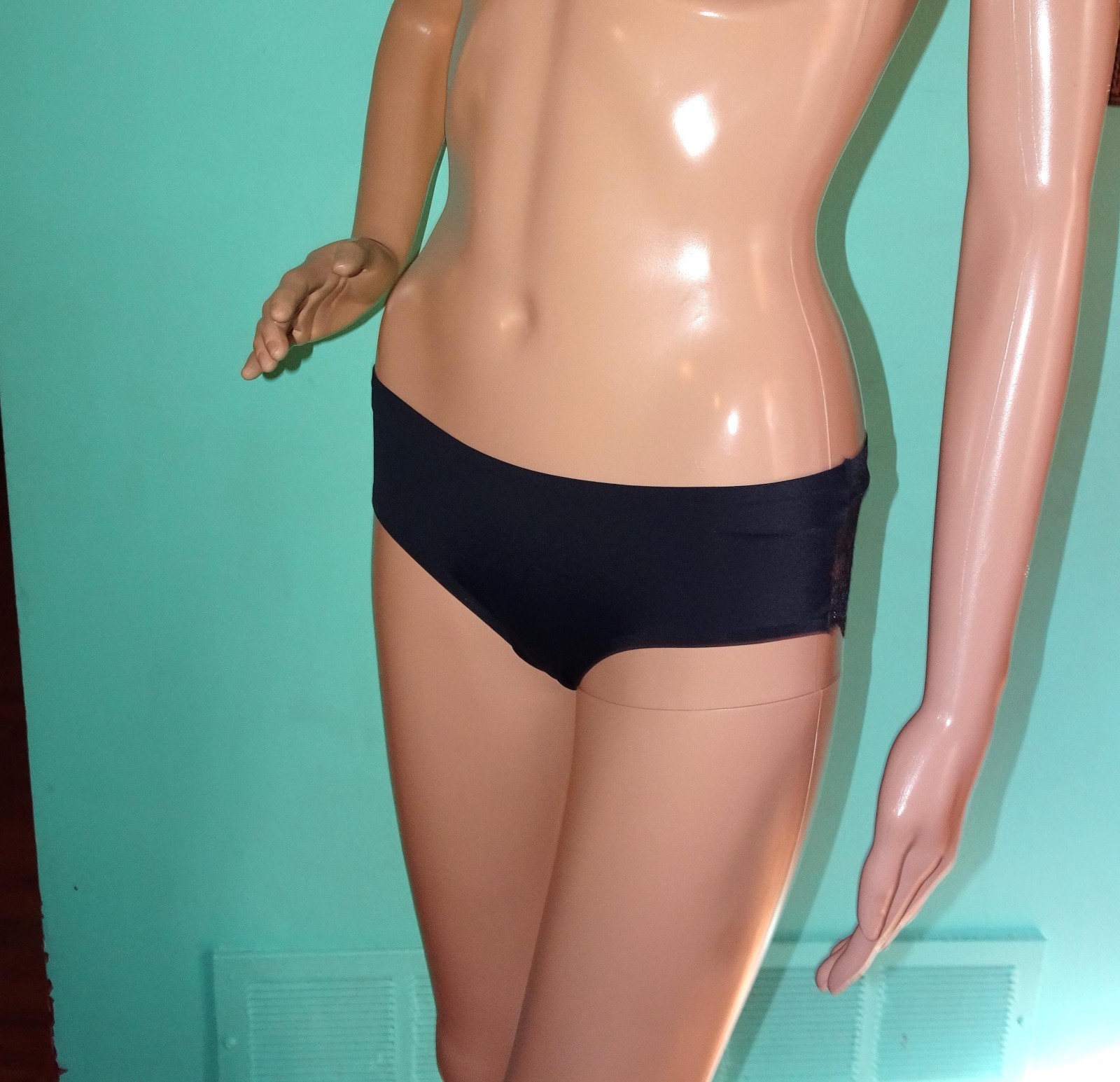 Marilyn Monroe Black Hipster Panties with Sheer Lace Butt size S risque