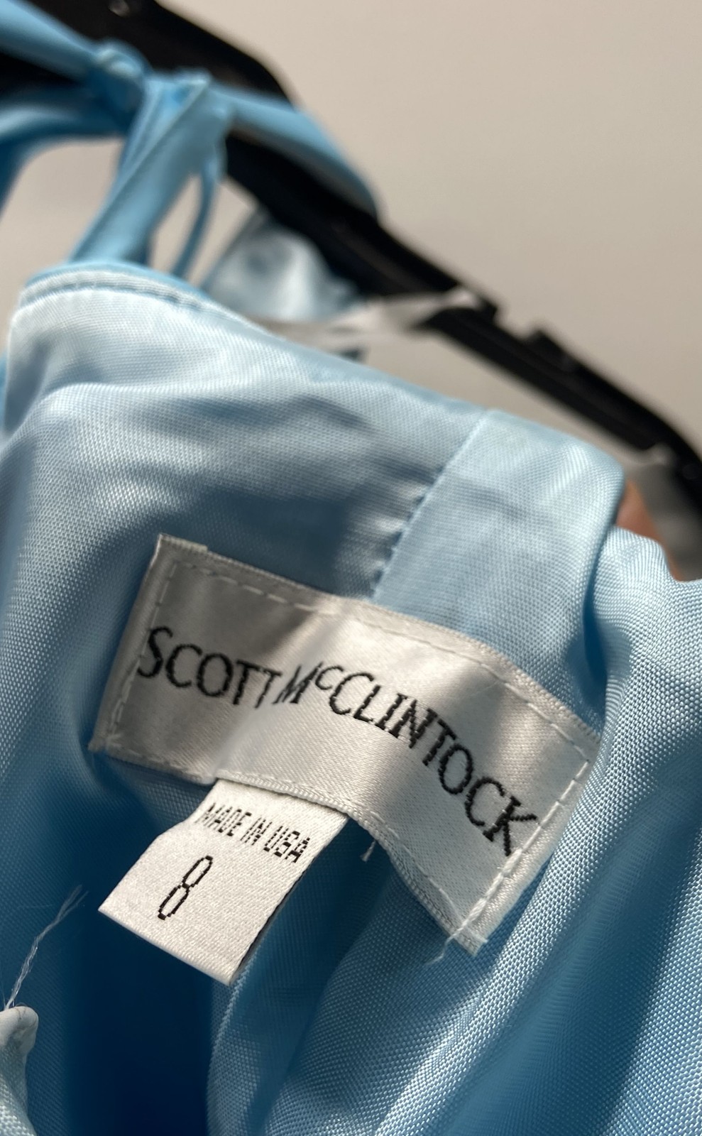 Scott McClintock Women&rsquo;s Blue Satin Halter Evening Gown Rhinestone Buckle Y2K 8
