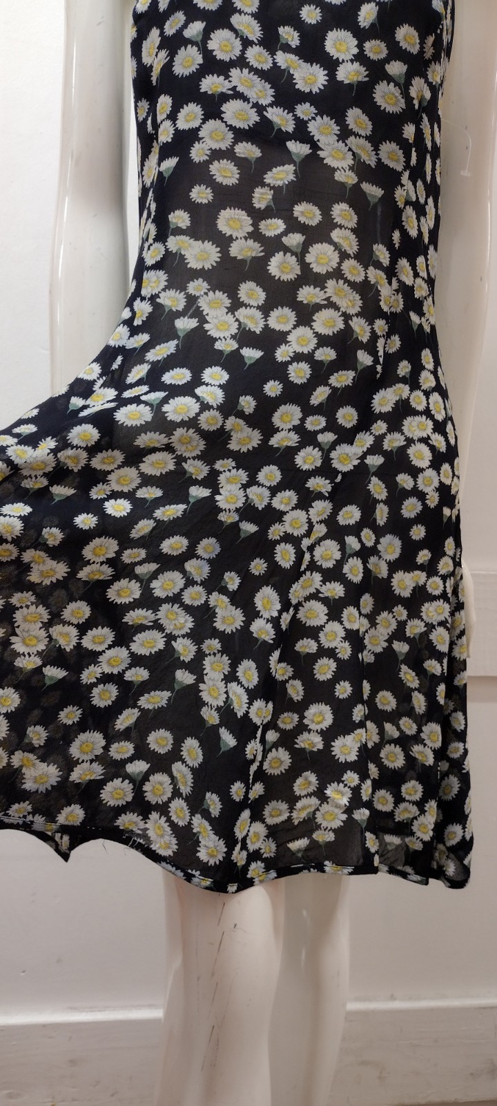 Escada Sport 1990s Daisies Sheer Sundress Grunge Cross Backless ITALY 36 Medium