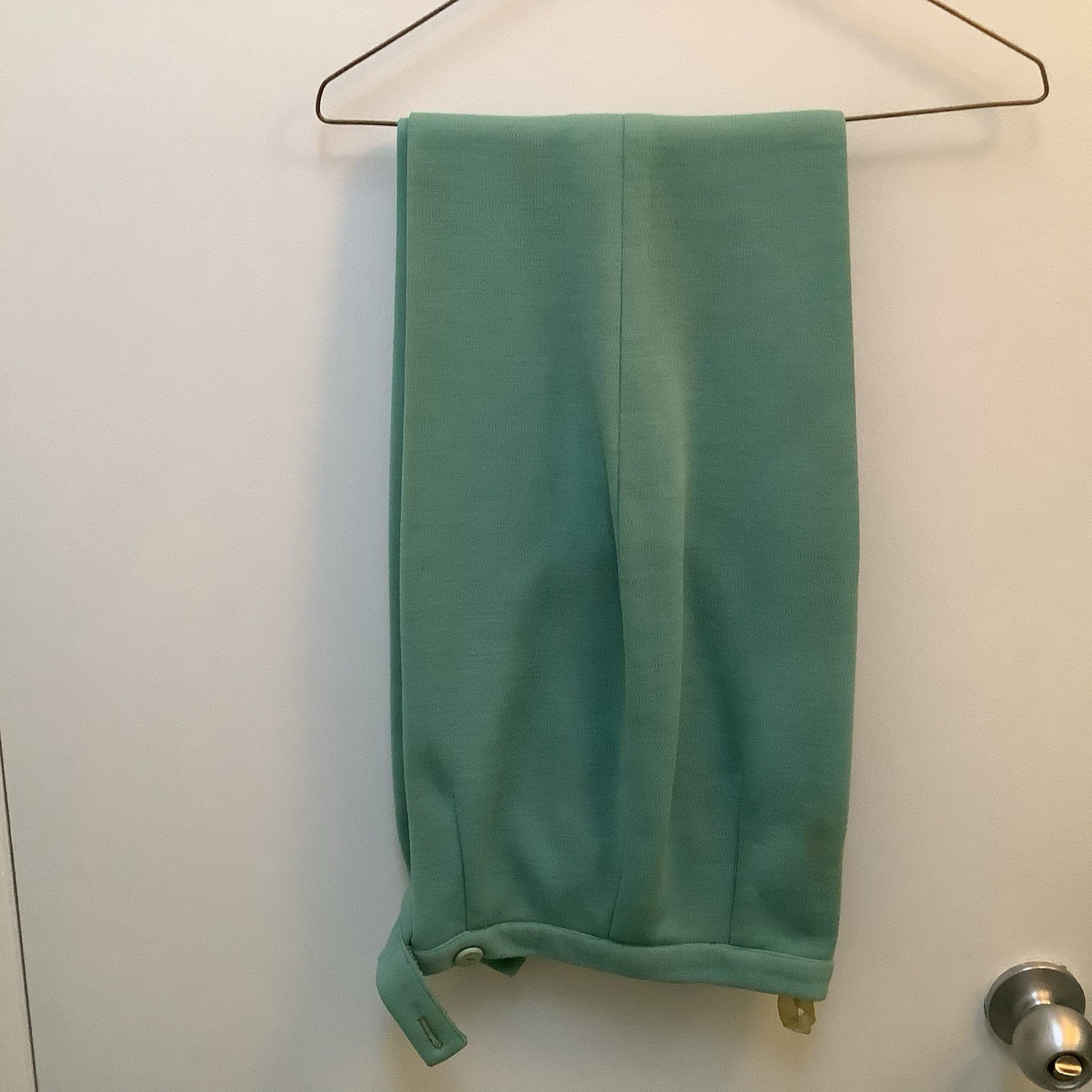 Vtg 60s 70 Mod 3 Piece Knit Pants belted Tunic top pants Coat Belt hipster Aqua