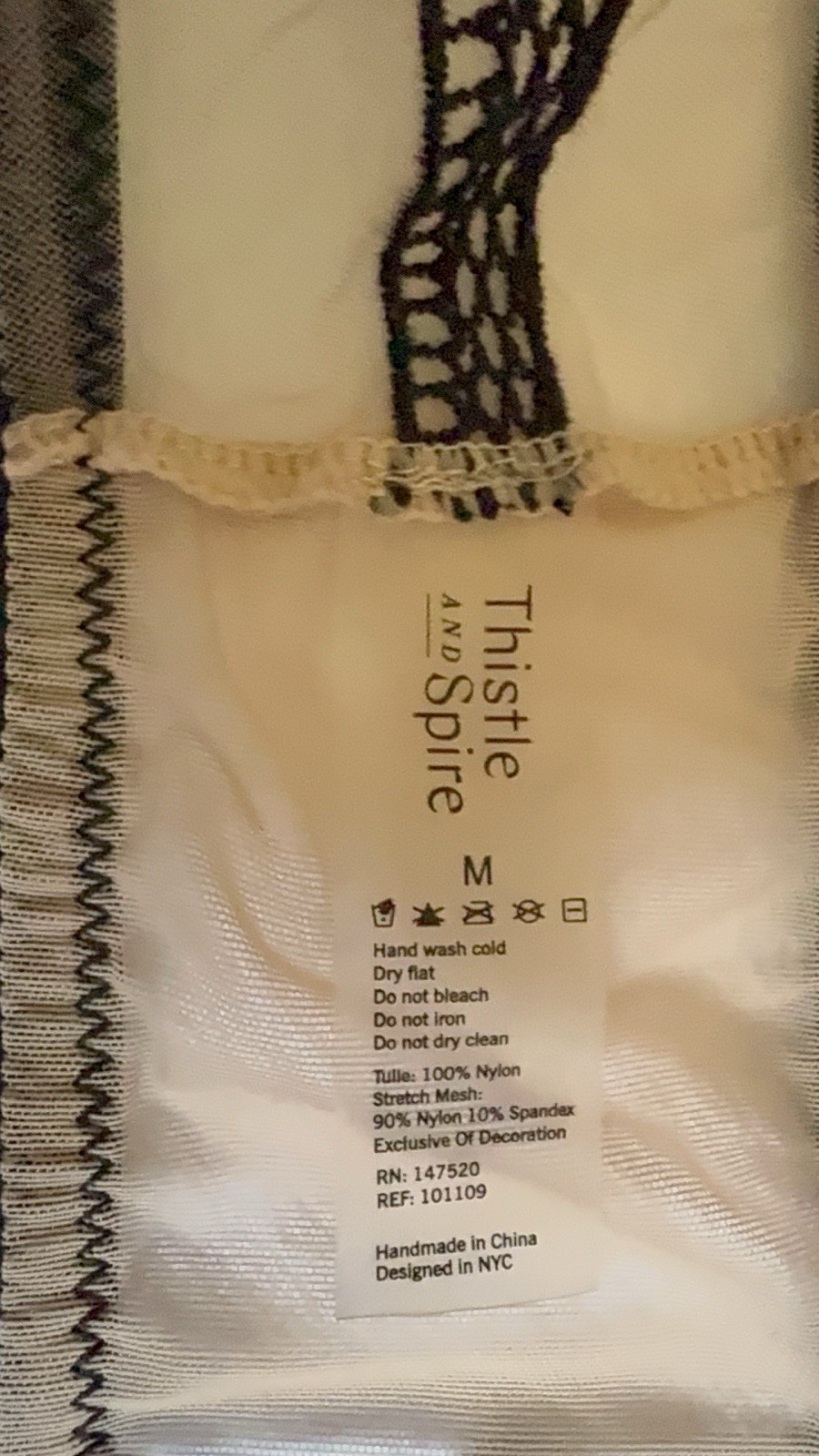 Thistle and Spire Sheer Mesh Snake Embroidered Wireless Bralette Black/Beige M