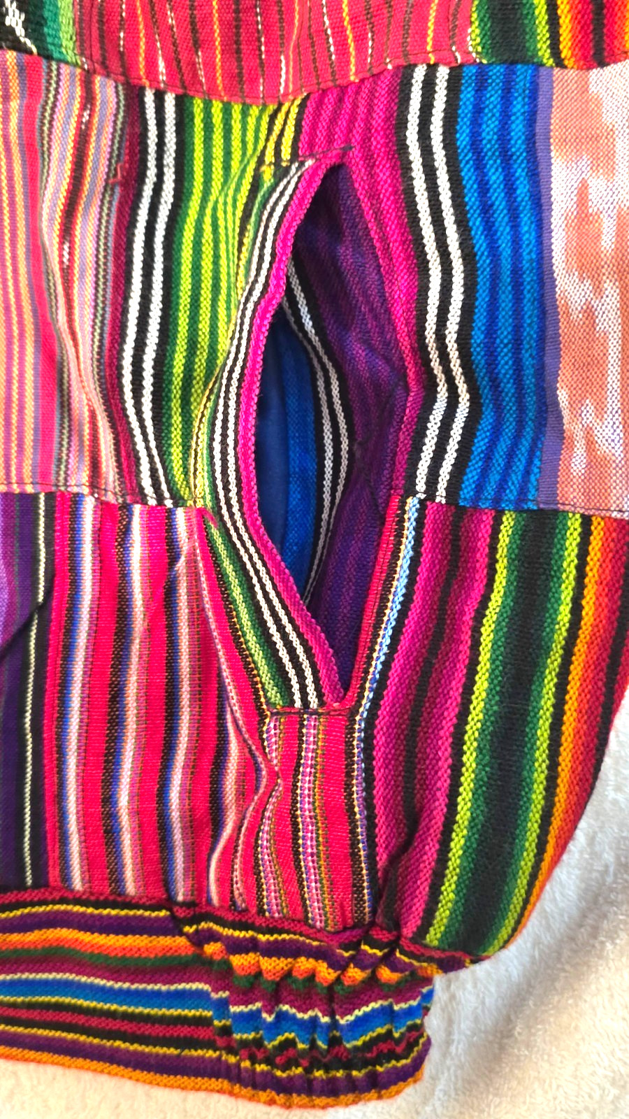 Huipil Strip Guatemala Hippie Patchwork Festival Woven Zip Bomber Jacket VTG 90s