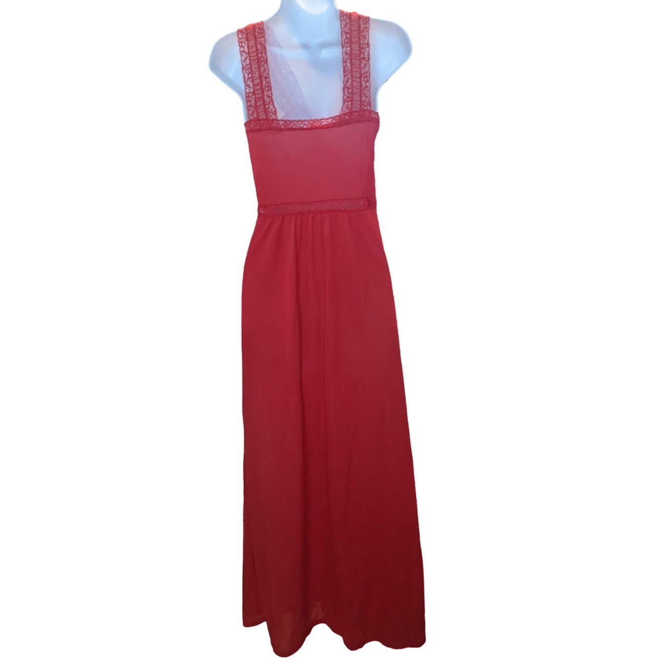 Strutwear Vintage 1950s Red Embroidered Slip/Nightie-Size 36