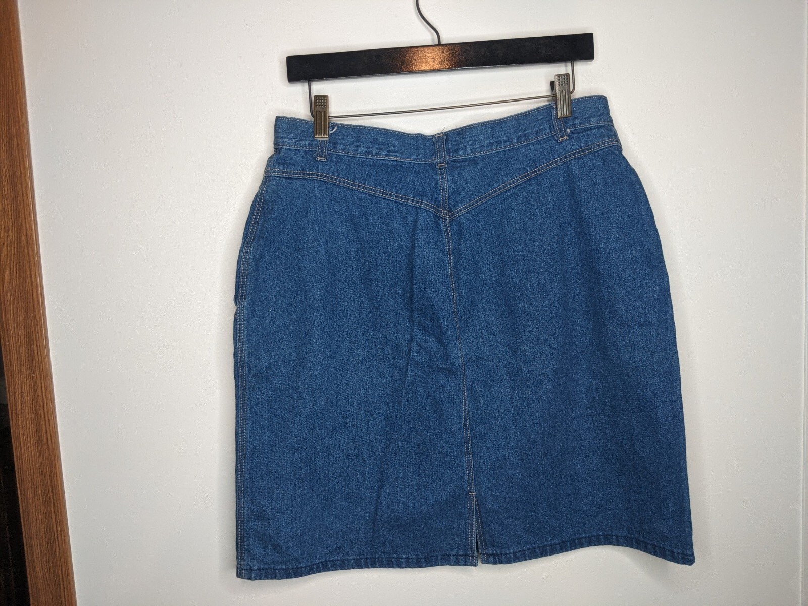Vintage 80s Yoked Waist Med Blue Denim Skirt W32 M/L