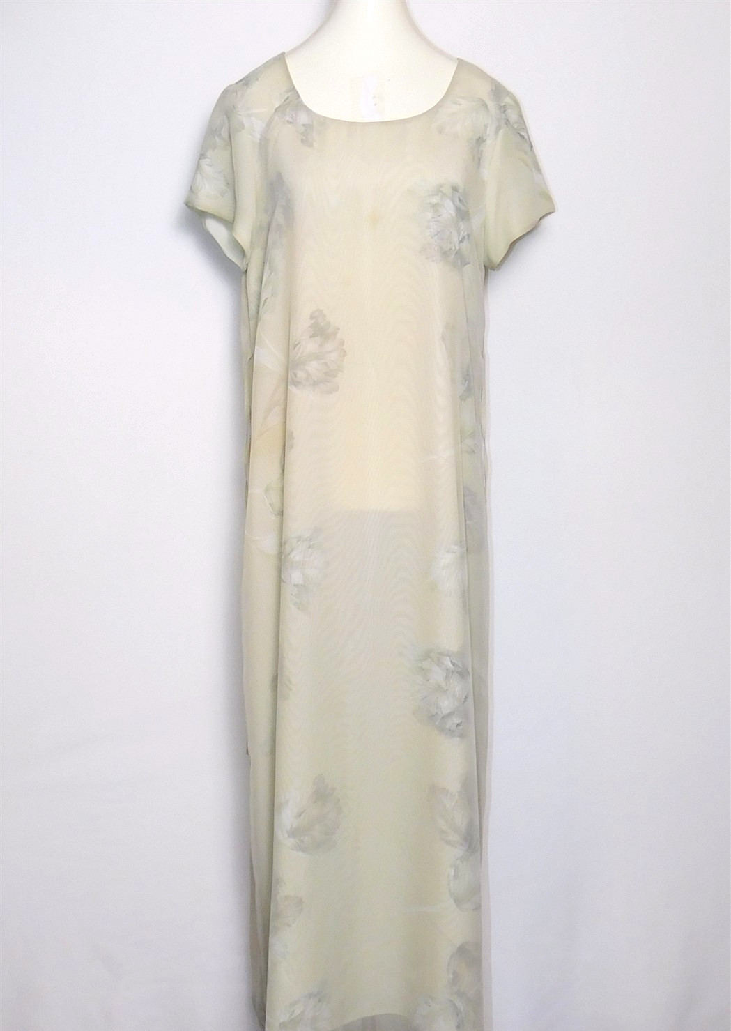 Vtg Women&rsquo;s JESSICA HOWARD Embellished Classic Ivory Floral Maxi Dress Sz 14