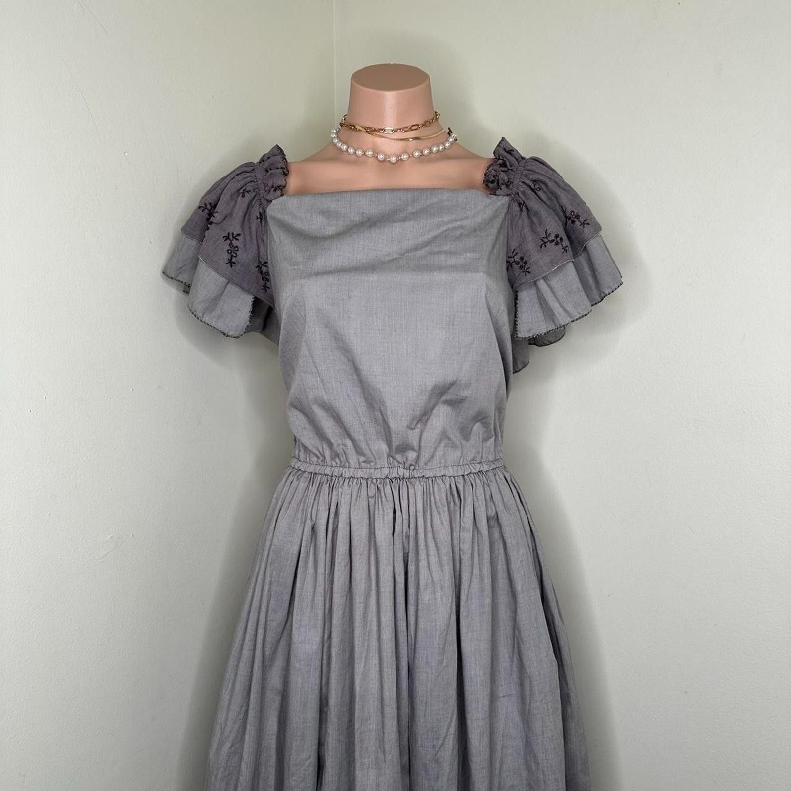 Vintage Handmade Gray Regency Gown