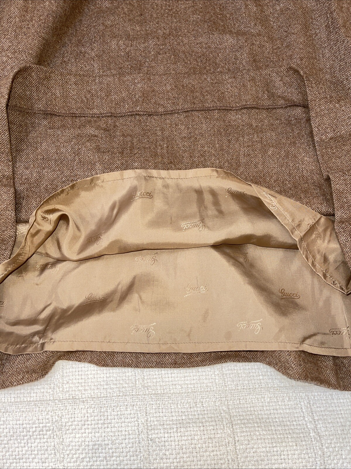 Vintage Authentic Rare Gucci Wool Blend W Suede Leather Dress Small Medium