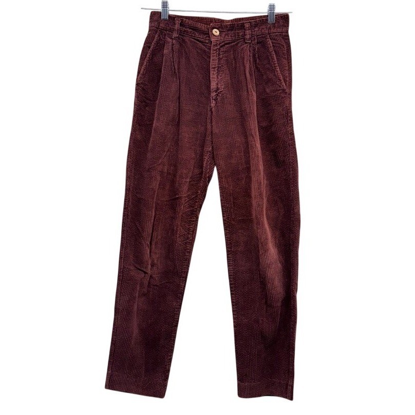 United Colors of Benetton Vintage Corduroy Pleated Pants Burgundy Made in USA 44